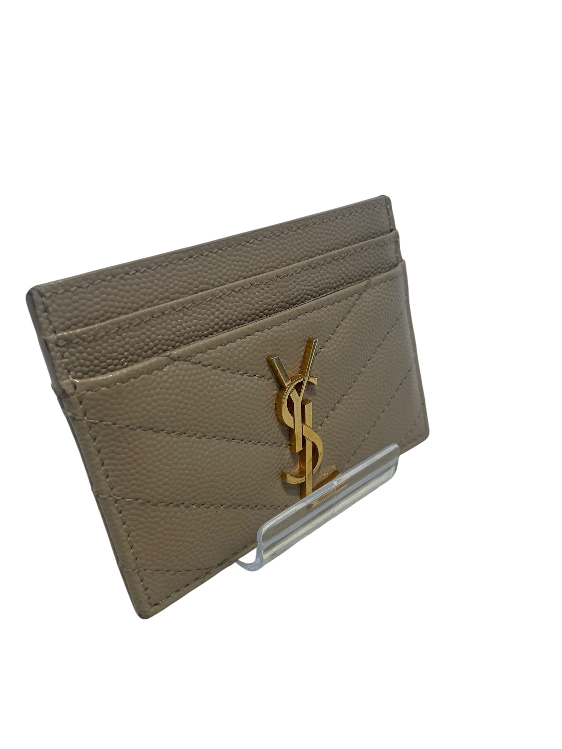 SAINT LAURENT/Wallet/Leather/CRM/L's/GOLD LOGO ON FRONT view 1