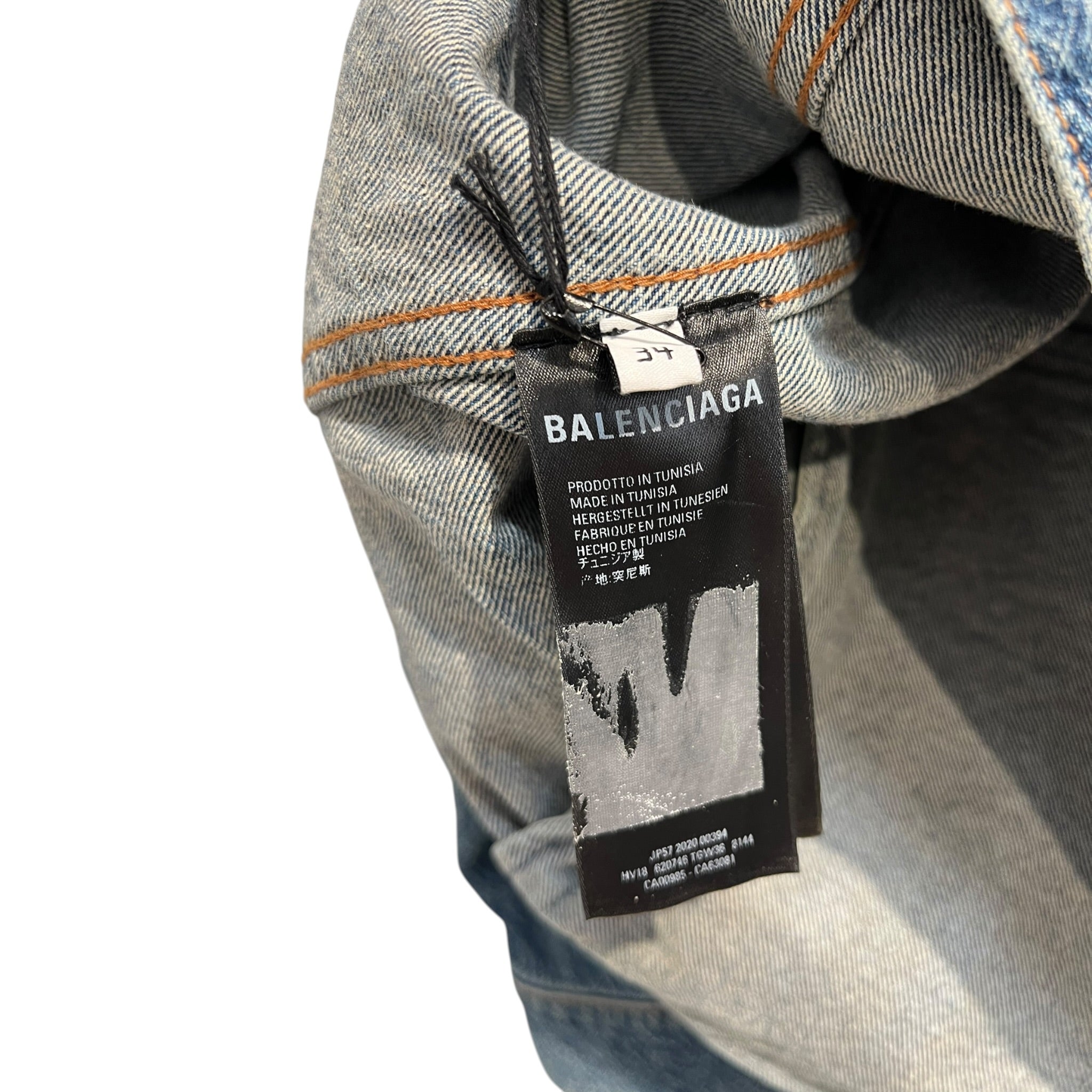 BALENCIAGA/Denim Jkt/34/Cotton/BLU/Single Breasted/OVERSIZED-BLK EMBROIDERED LOGO view 3