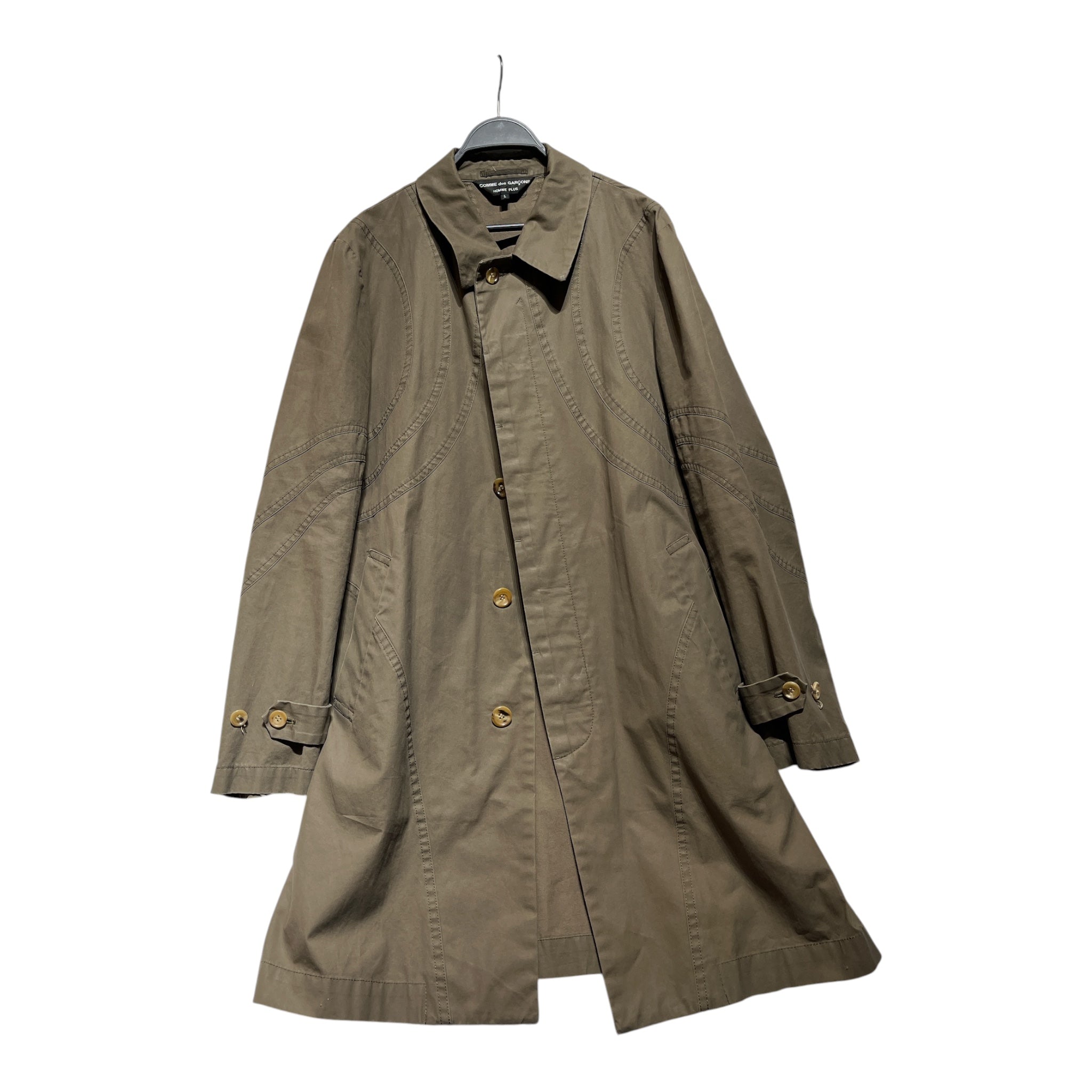 COMME des GARCONS HOMME PLUS/Trench Coat/L/Cotton/KHK/military trench view 1