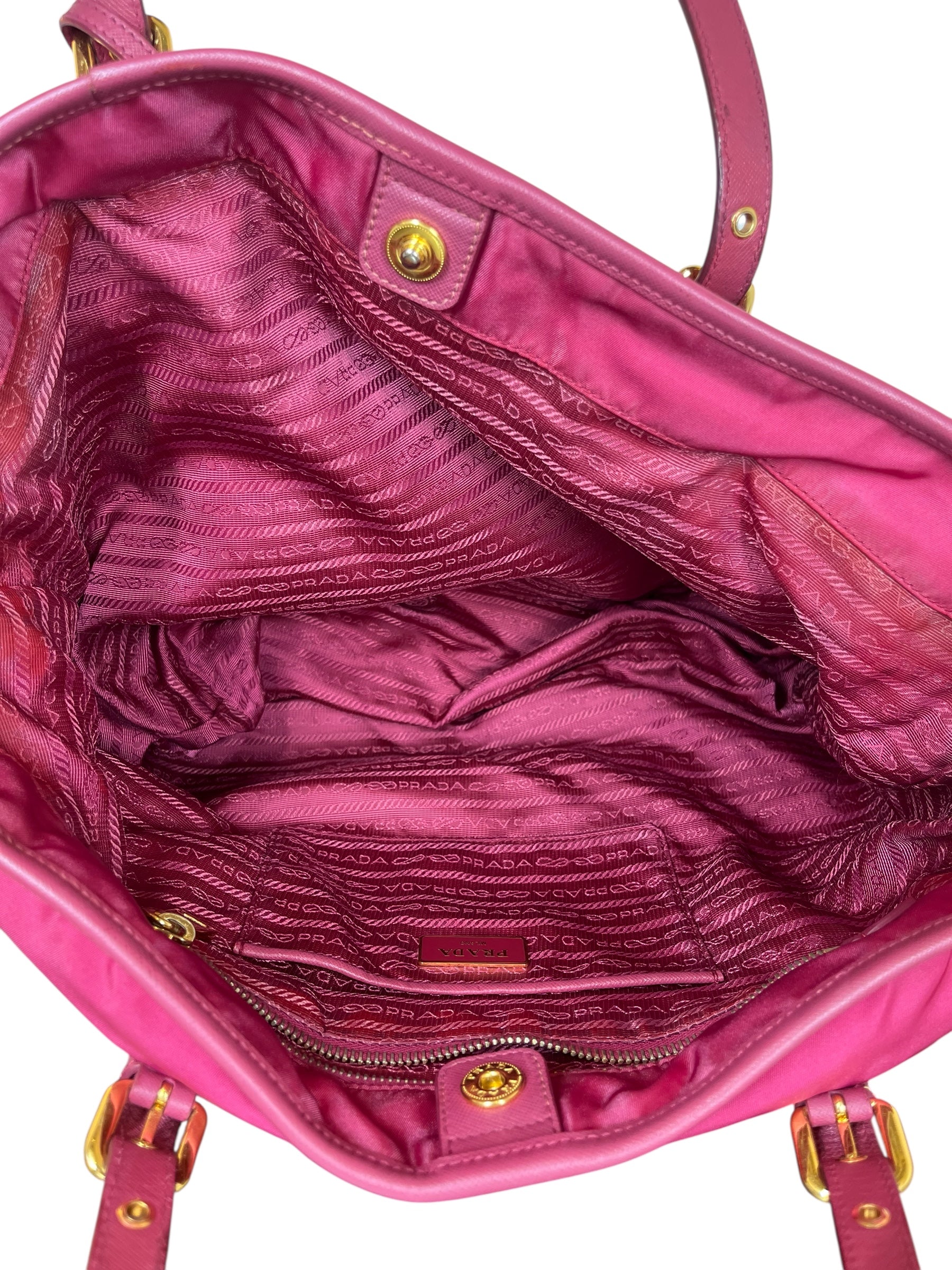 PRADA/Bag/Cotton/PNK/TESSUTO TOTE W/ LEATHER TRIM view 4