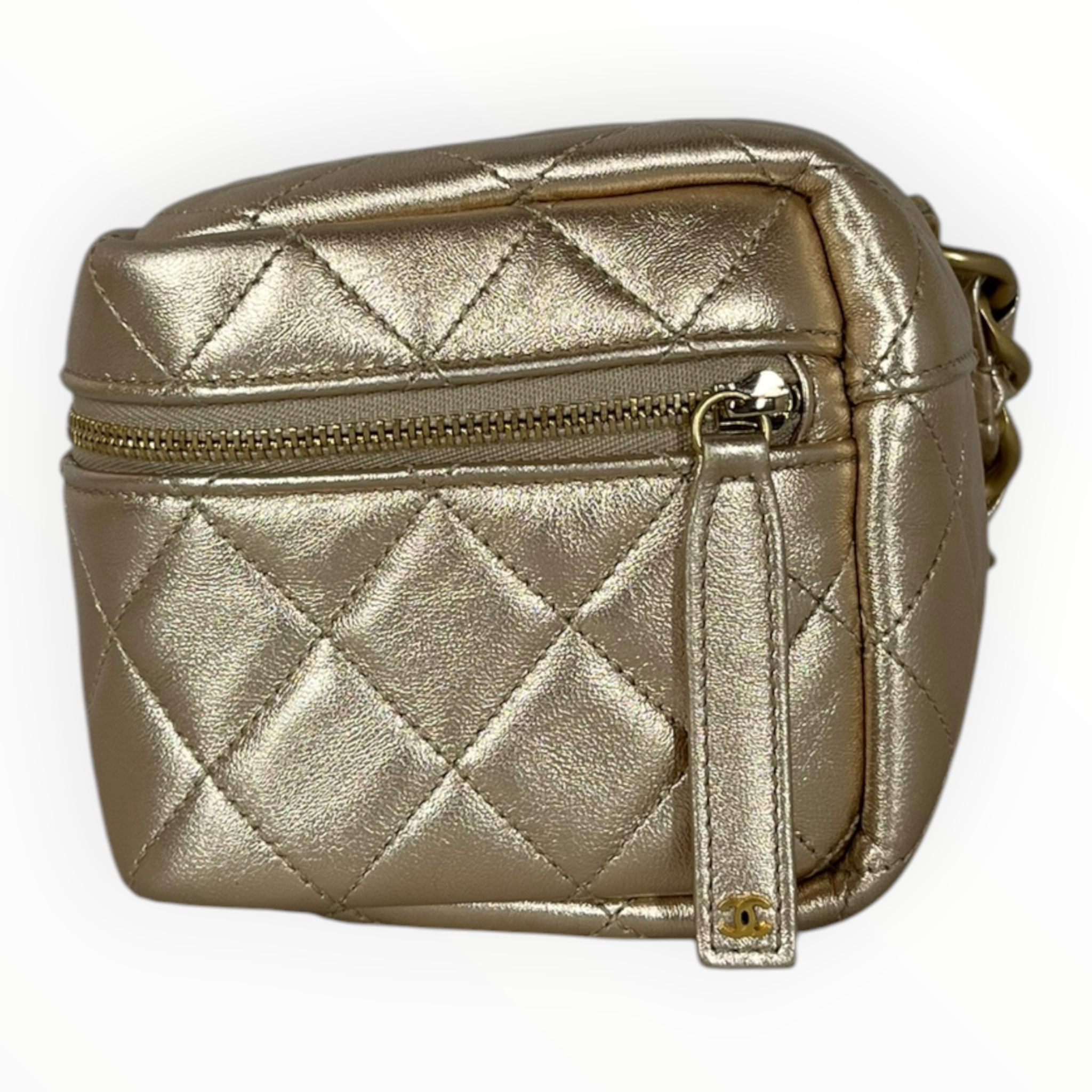 CHANEL/Clutch Bag/Leather/GLD/CC Quilted Cube Zip Clutch view 2