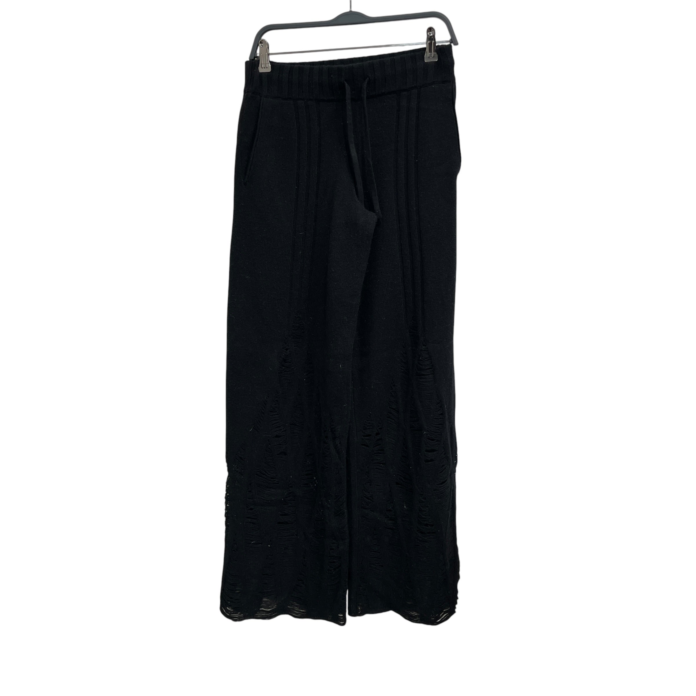 DION LEE/Wide Leg Pants/4/Cotton/BLK/distressed knit sweatpant view 1