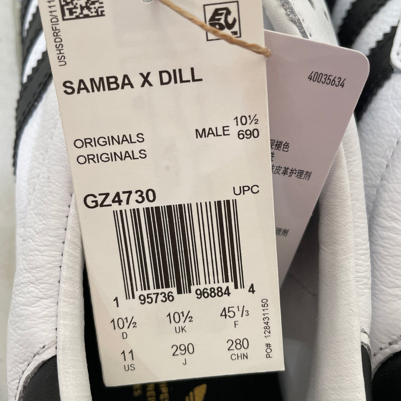 adidas/JASON DILL X SAMBA/Low-Sneakers/US 11/Stripe/Leather/WHT/GZ4730