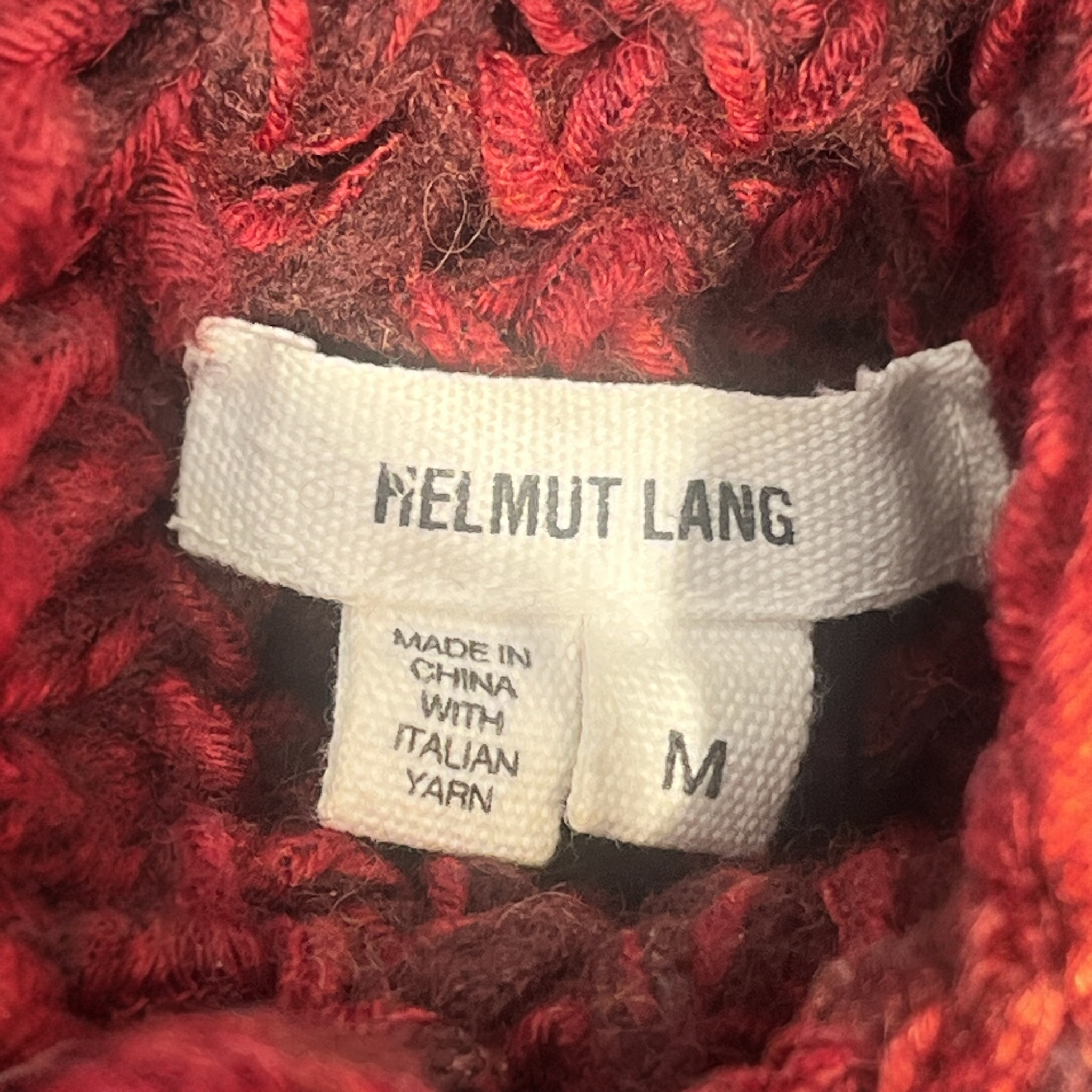 Helmut Lang/Heavy Sweater/M/Wool/RED/Turtle Neck/loose chunky knit view 4
