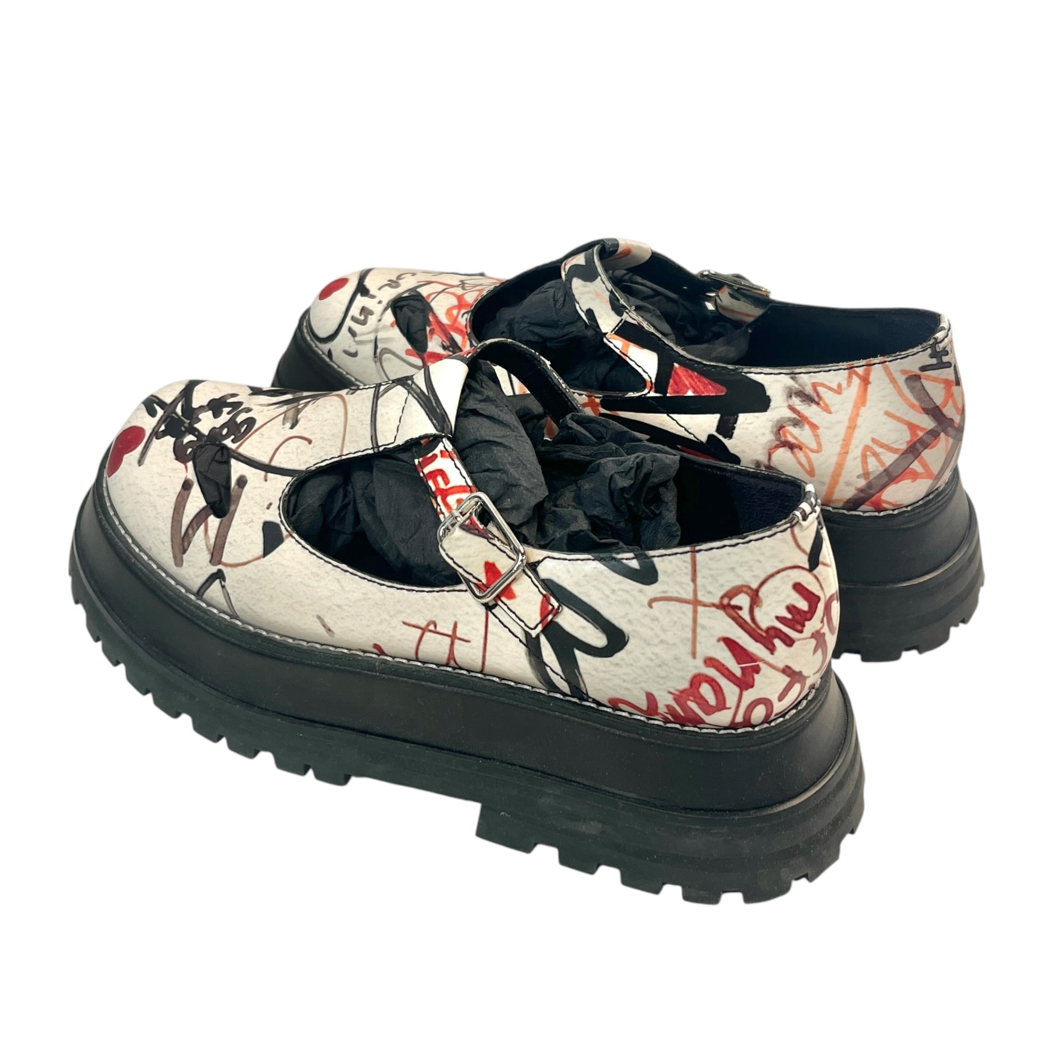 BURBERRY LONDON/Dress Shoes/US 5/Leather/WHT/GRAFFITI MARY JANE view 2