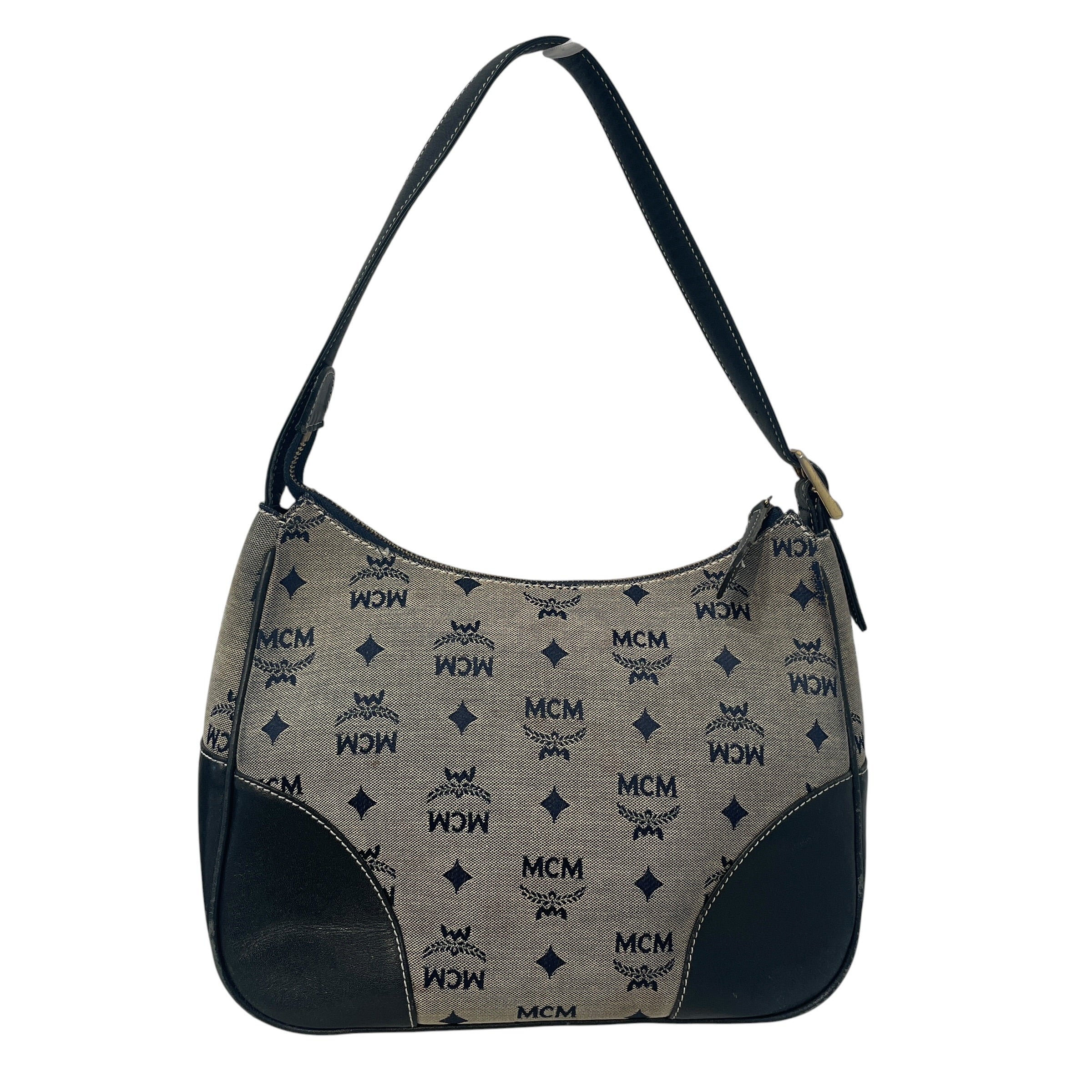 MCM/Bag/Monogram/Denim/NVY/Gold-Tone Denim Hobo Bag view 2