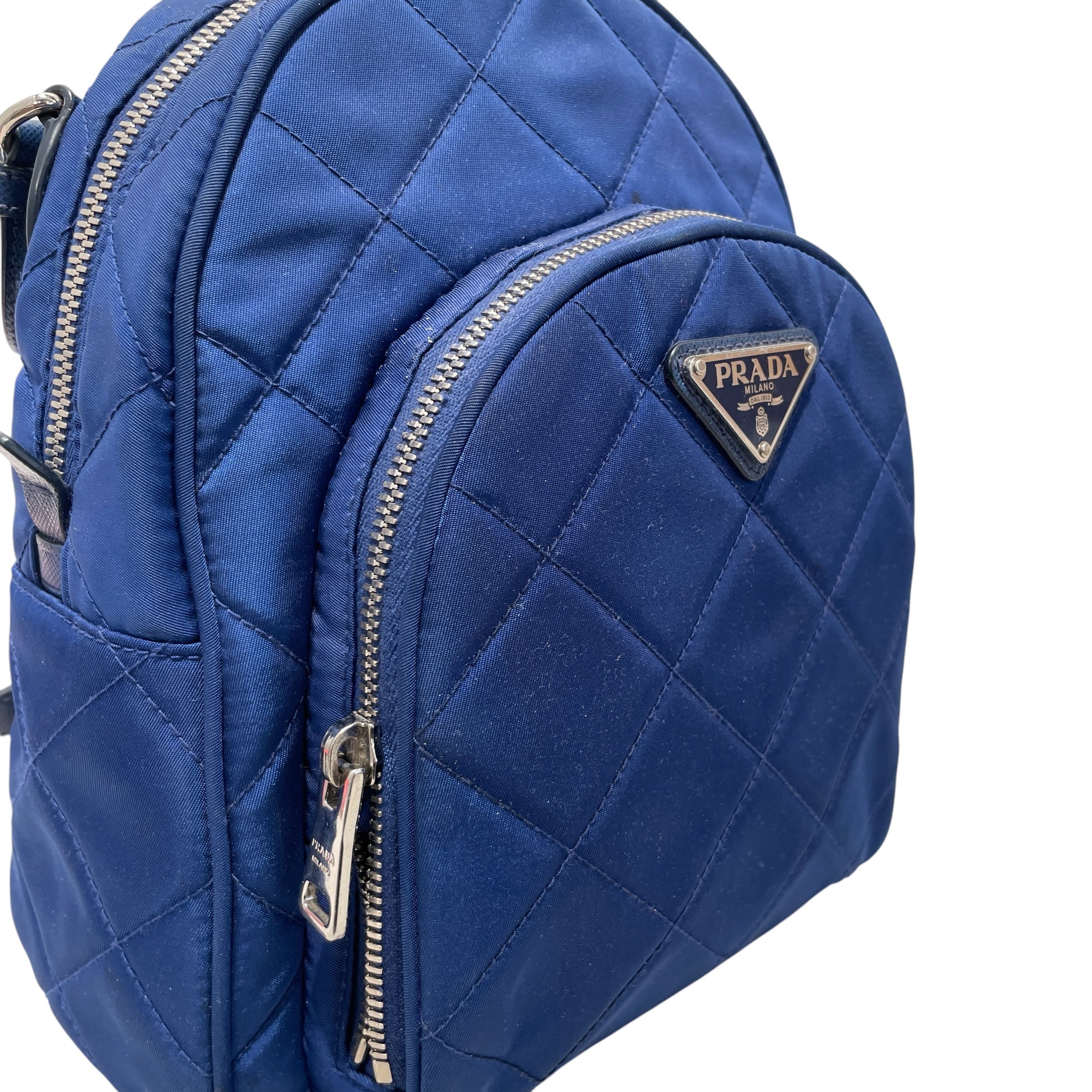 PRADA/Backpack/Nylon/BLU/diamond quilted triangle logo view 6