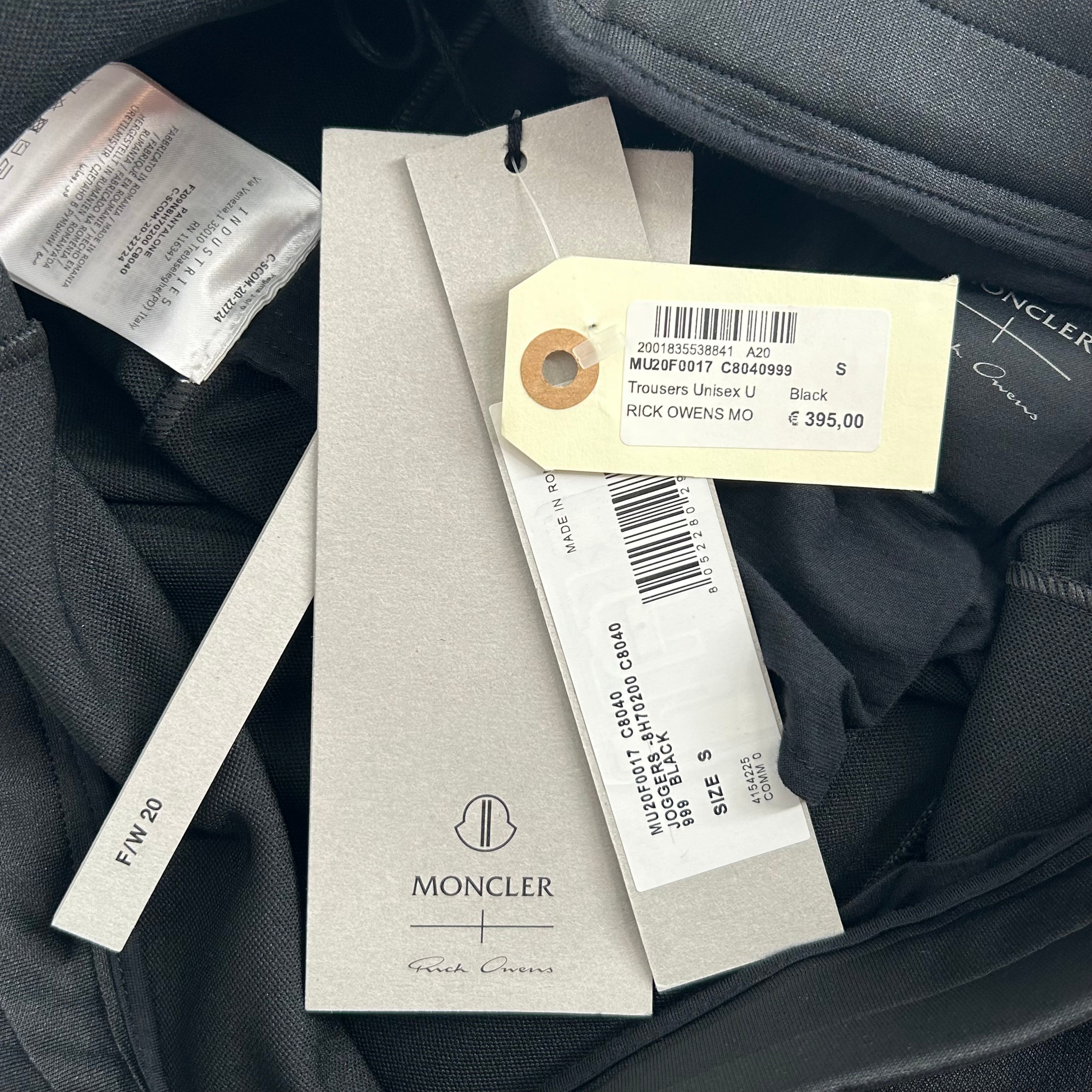 Rick Owens/MONCLER/Pants/S/Cotton/BLK/F209N8H7 JOGGERS view 5
