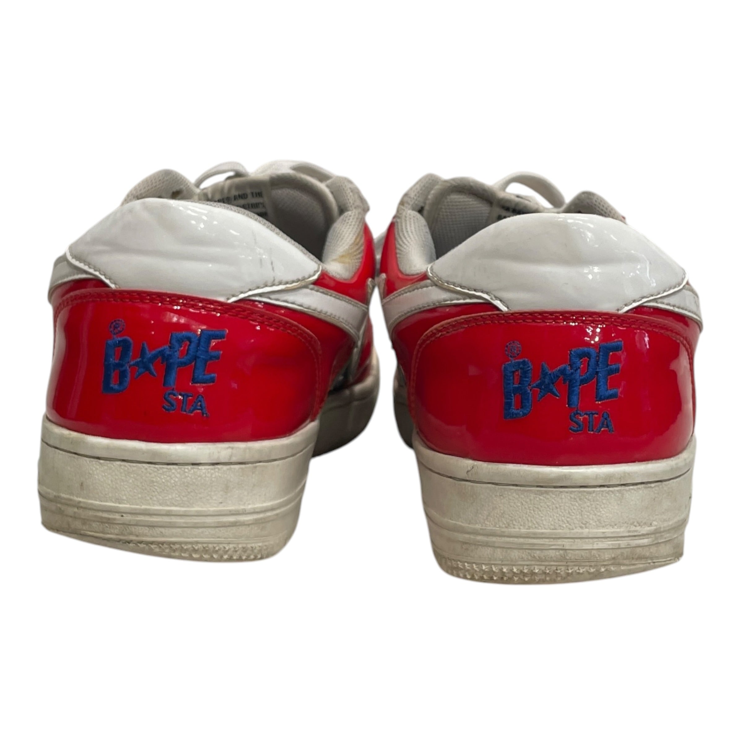 BAPE STA!/Low-Sneakers/US 8.5/Leather/RED/red/wht/blu sneakers view 3