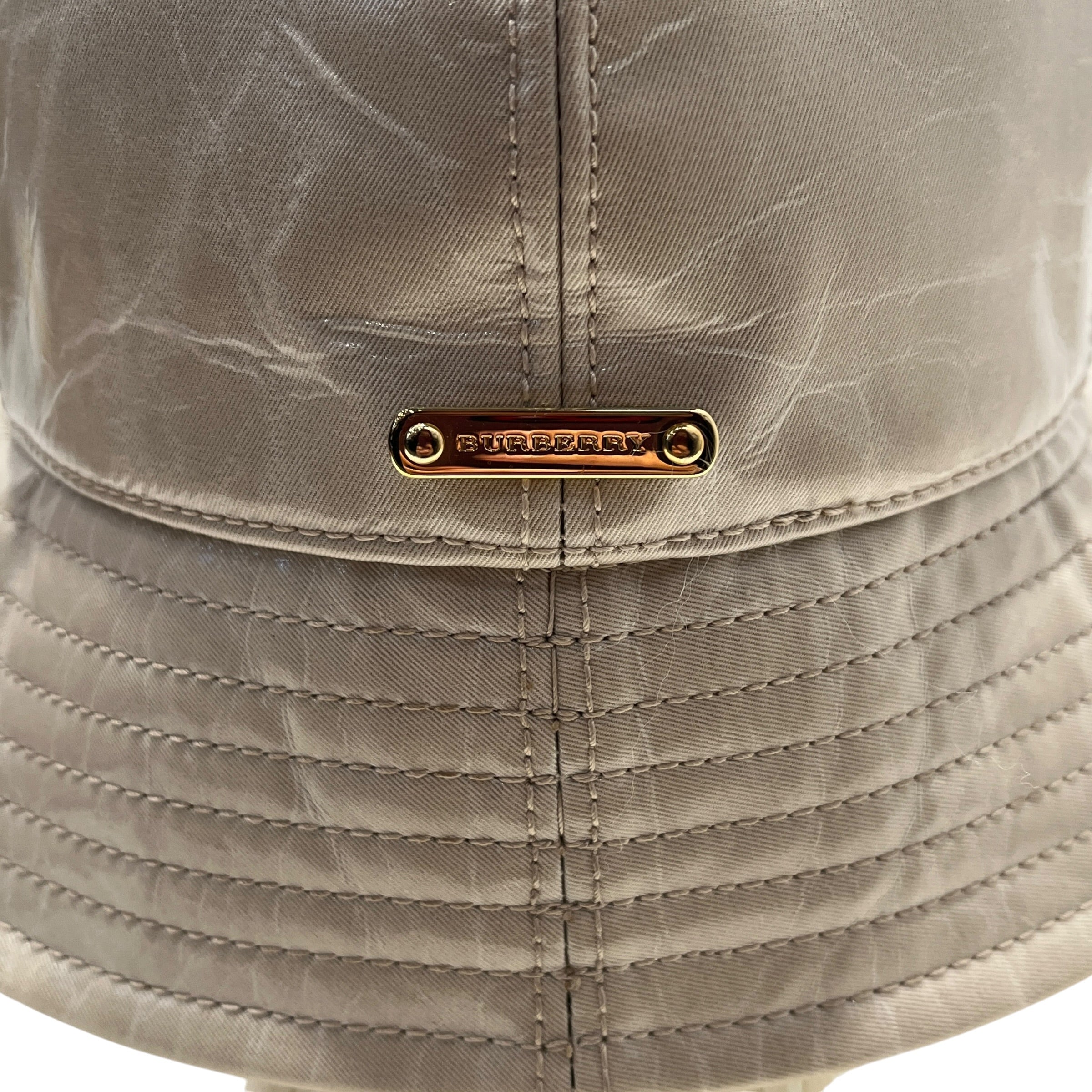 BURBERRY LONDON/Bucket Hat/S/Leather/CRM/PATENT LEATHER  GOLD EMBLEM view 4