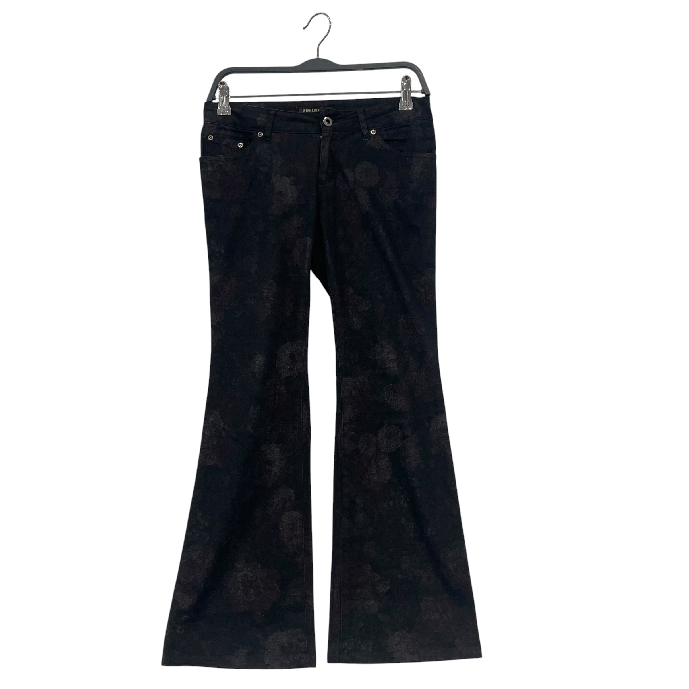TORNADO MART/Bootcut Pants/38/All Over Print/Cotton/BLK/MUTED FLOWERS, view 1