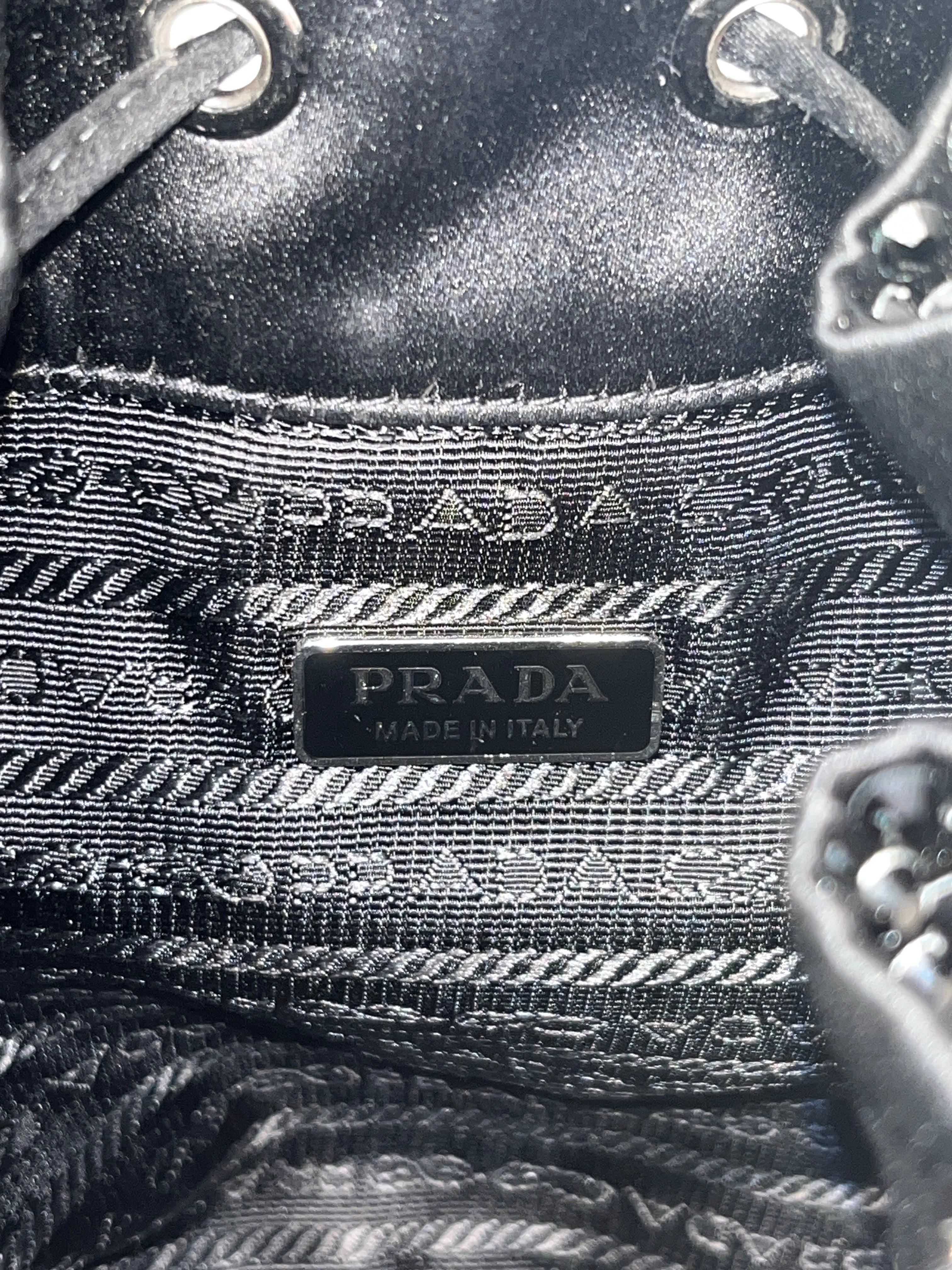 PRADA/Hand Bag/Silk/BLK/BUCKET SATIN CRYSTAL view 5