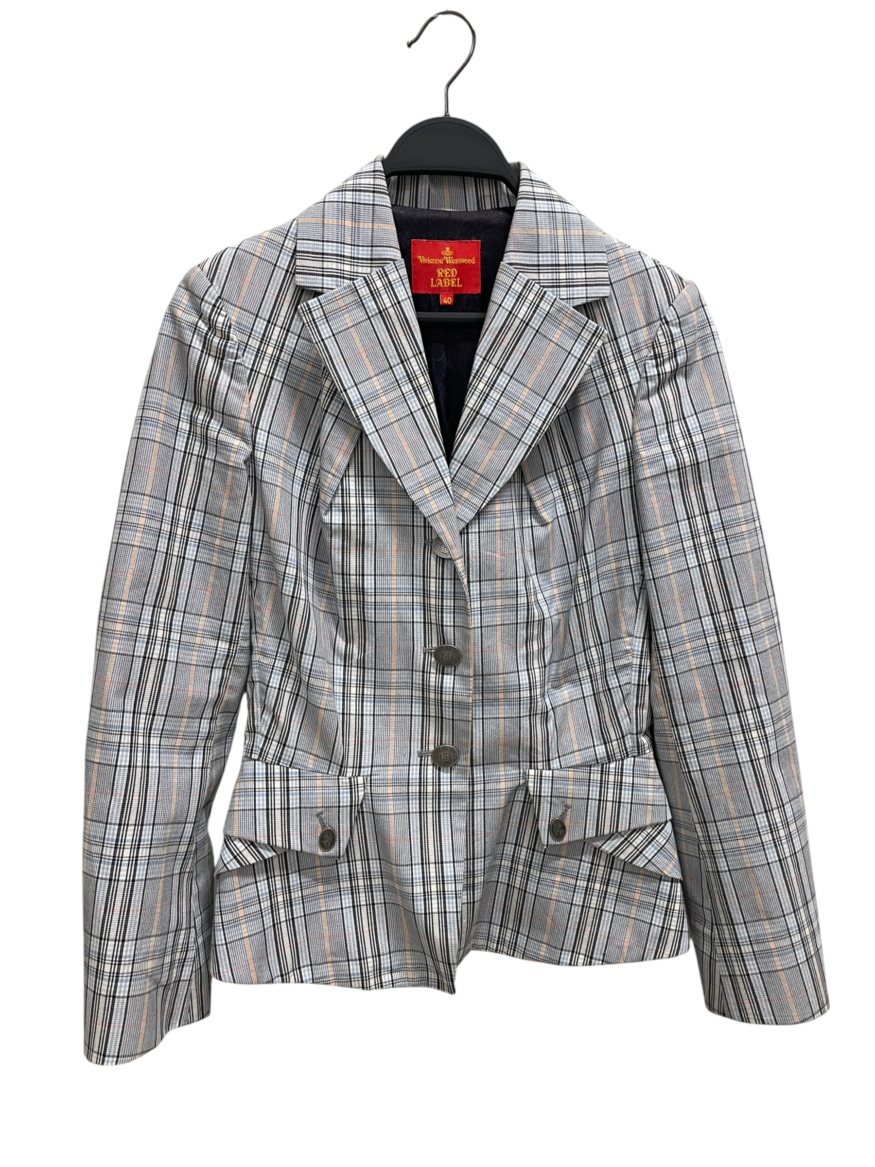 Vivienne Westwood RED LABEL/Jacket/40/Plaid/Wool/MLT/LIGHT PASTEL BLUE PLAID SILVER view 1