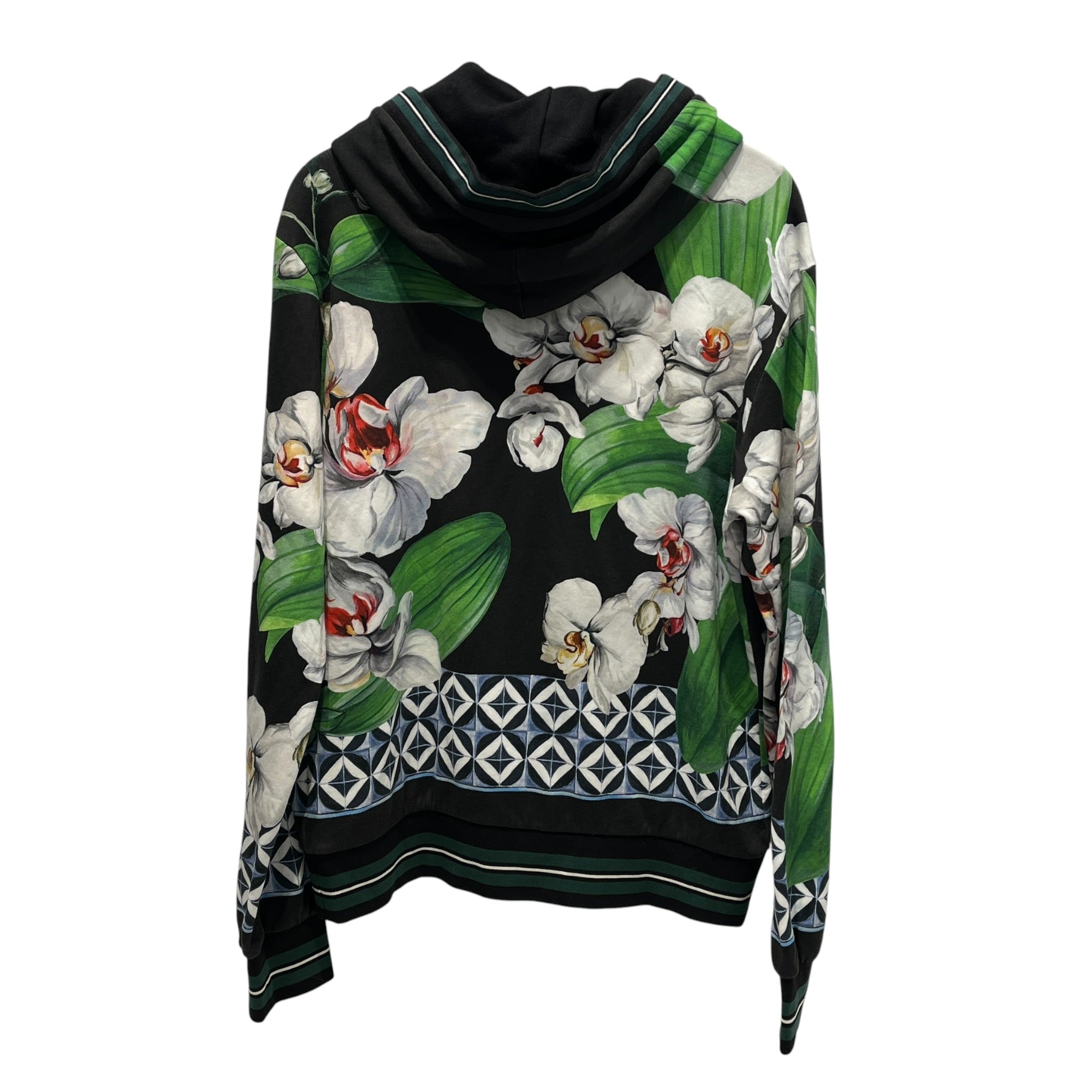 DOLCE&GABBANA/Hoodie/54/Floral Pattern/Cotton/BLK/ELEGANT ORCHID FLORAL HOODIE view 2