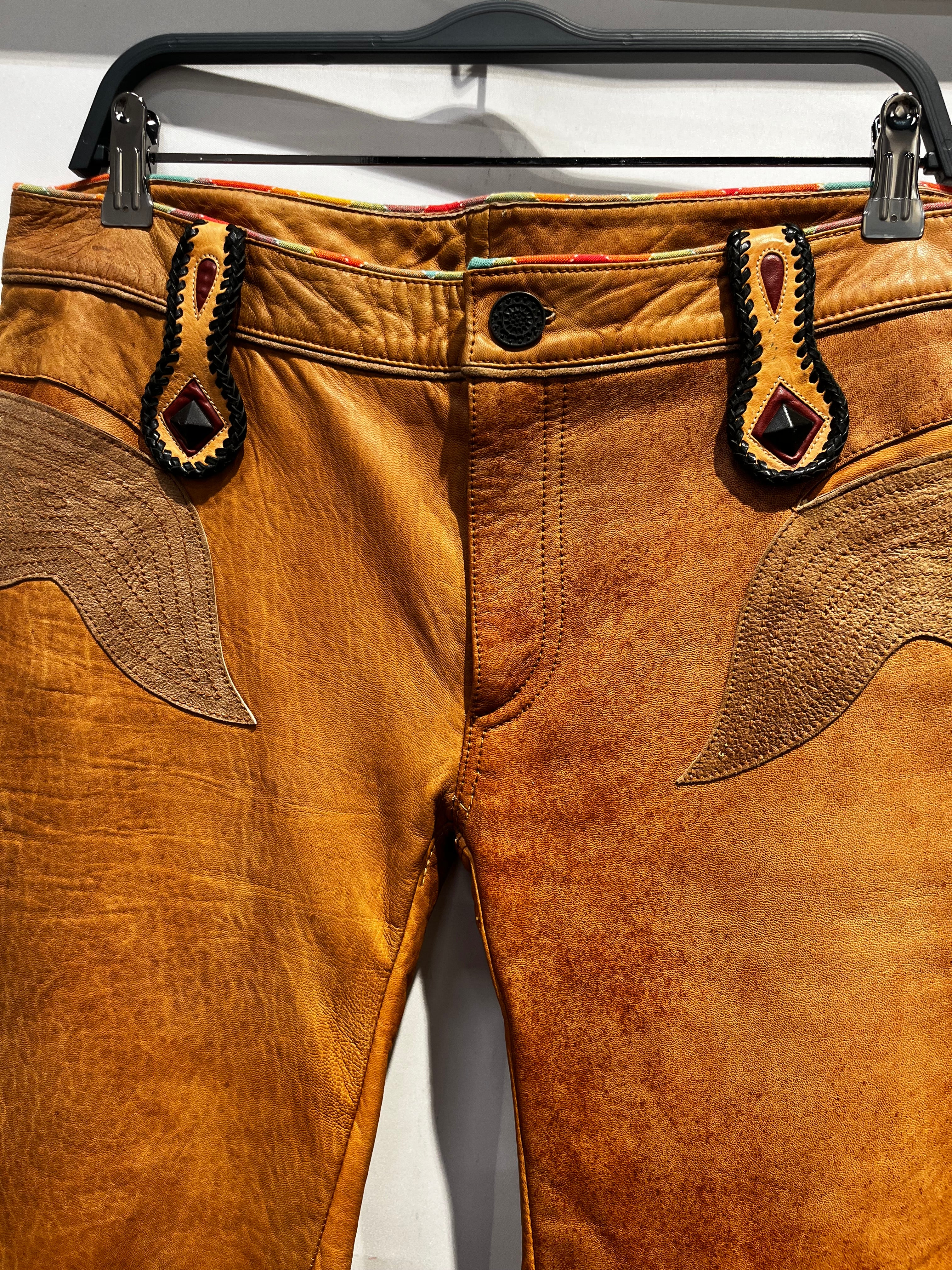 roberto cavalli/Straight Pants/8/Leather/CML/buckle back view 3