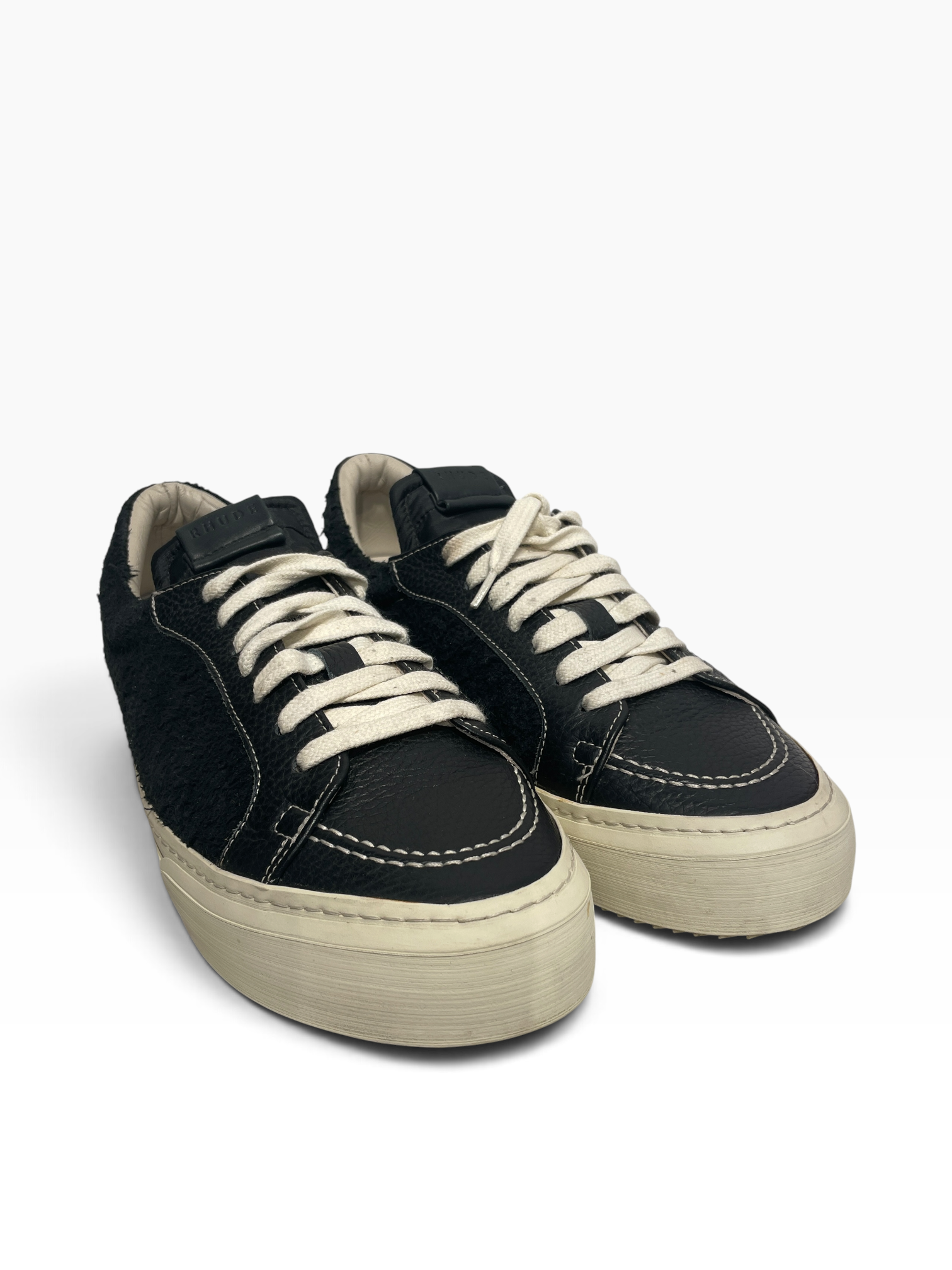 RHUDE/Low-Sneakers/US 12/Leather/BLK/U-Tip/ view 1