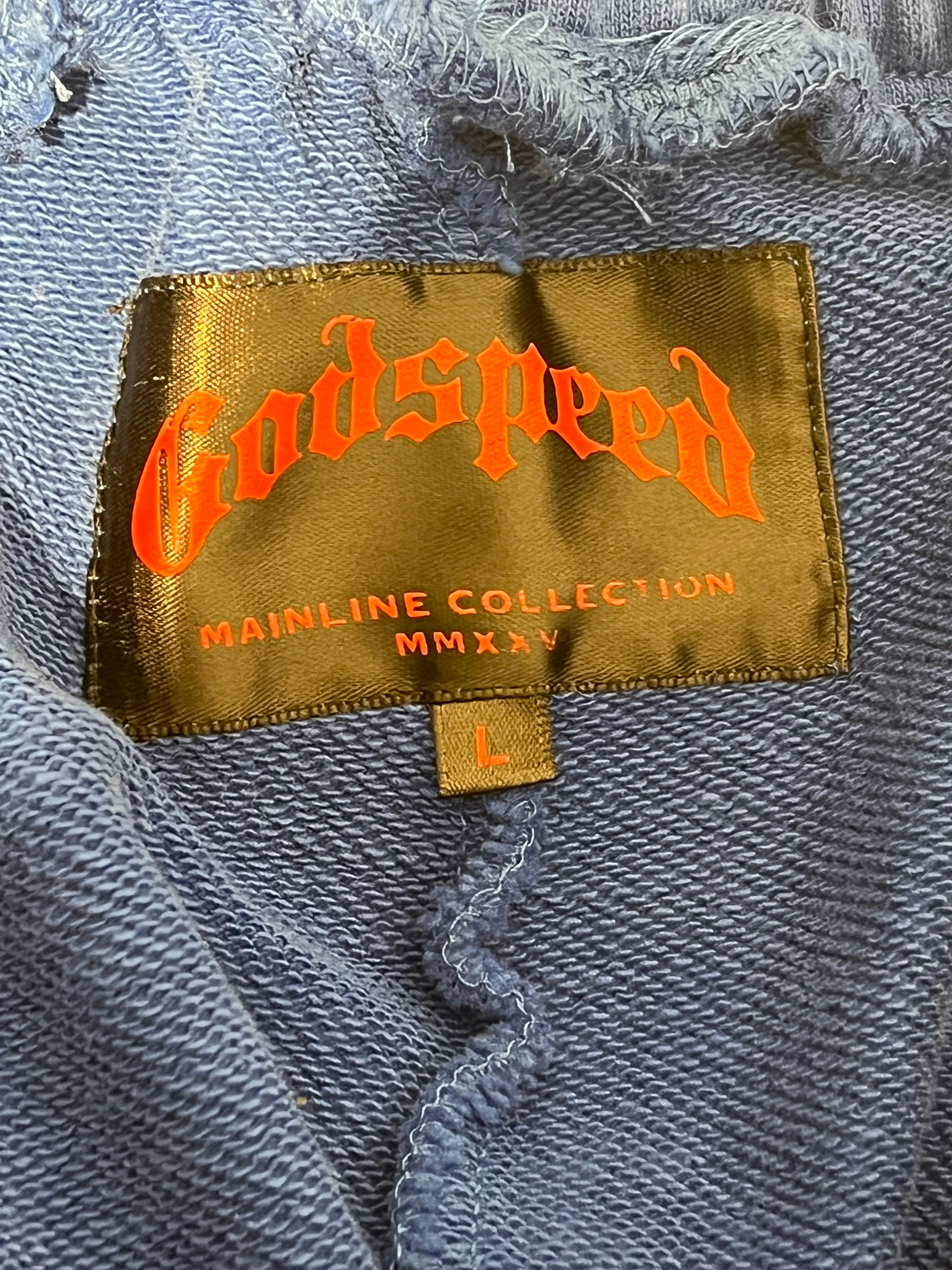 GODSPEED/Shorts/L/Cotton/BLU/LOGO ON SIDES OF SHORTS view 3