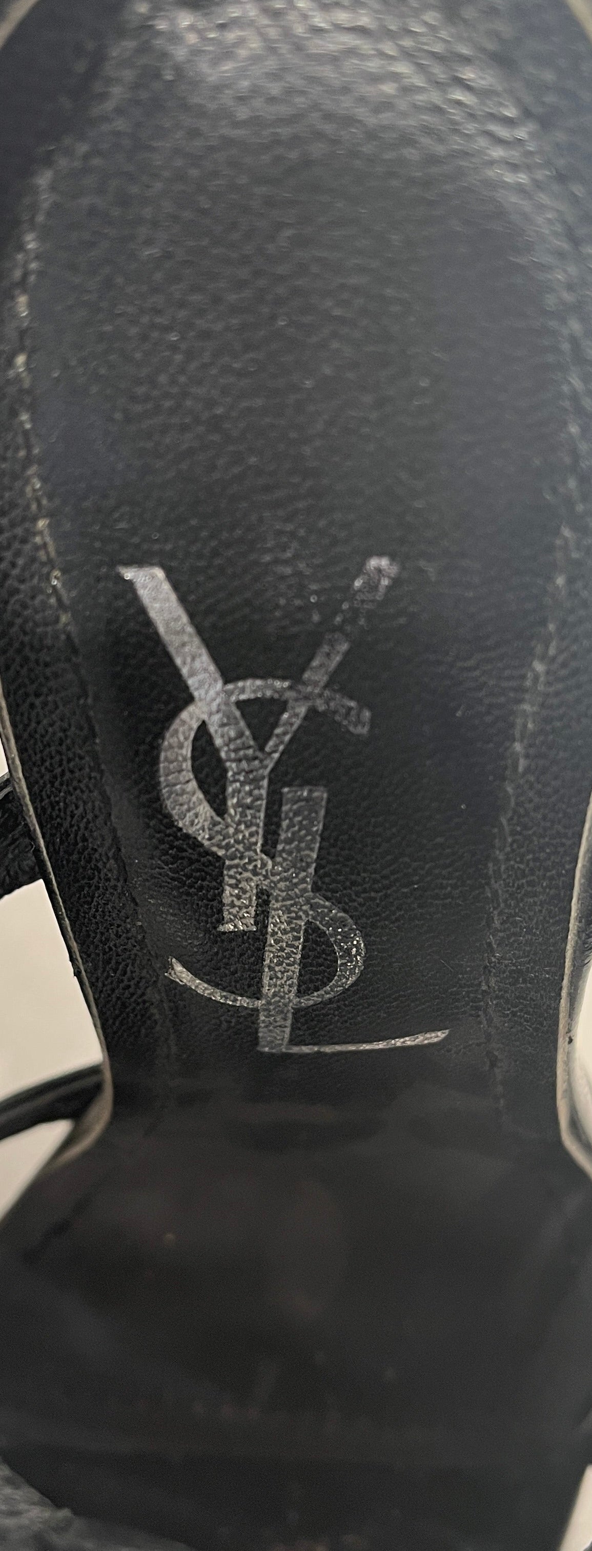 YVES SAINT LAURENT/Heels/EU 36/Leather/BLK/Platform/embossed tribute sandal view 3