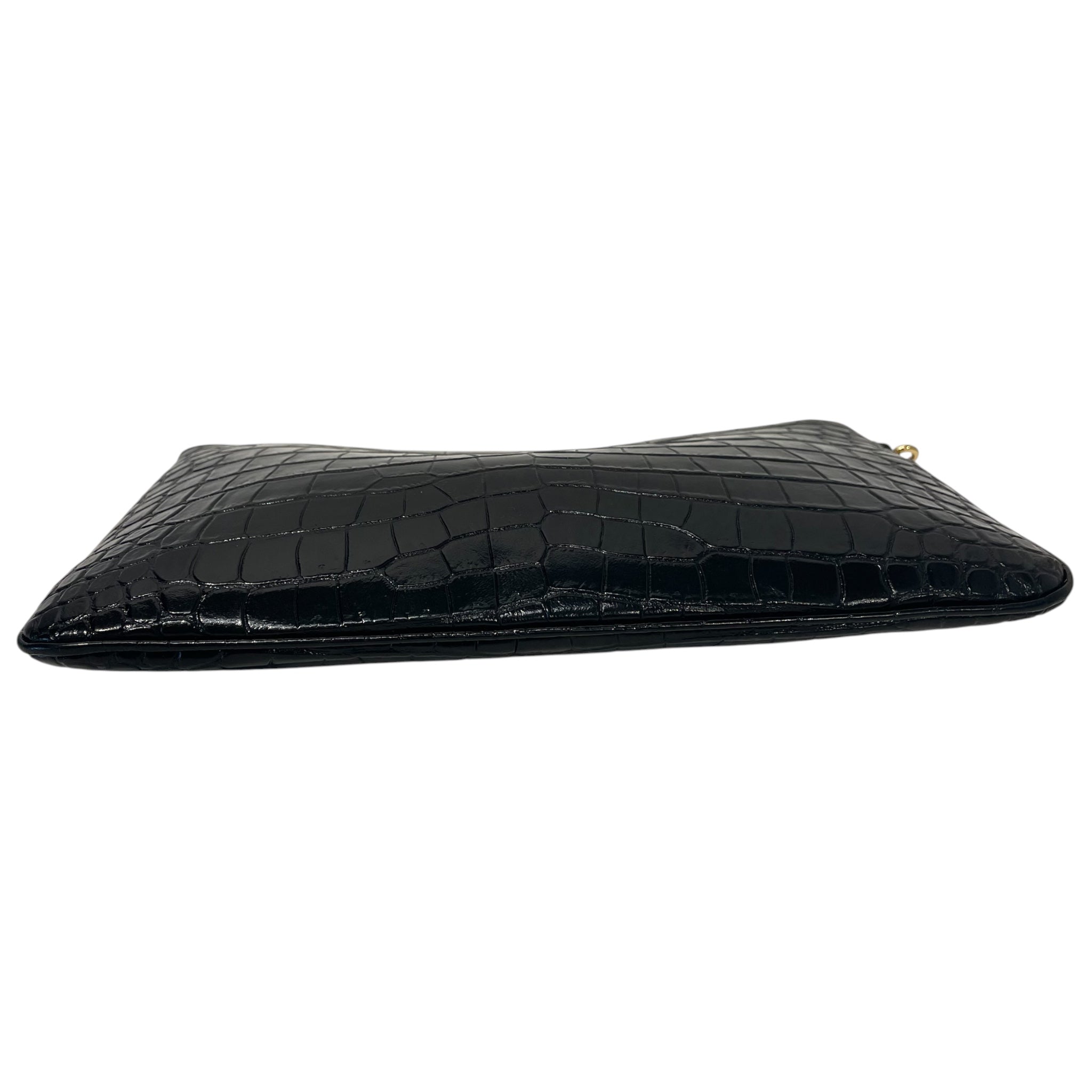 YVES SAINT LAURENT/Clutch Bag/Animal Pattern/Leather/BLK/calfskin crocodile pouch view 4