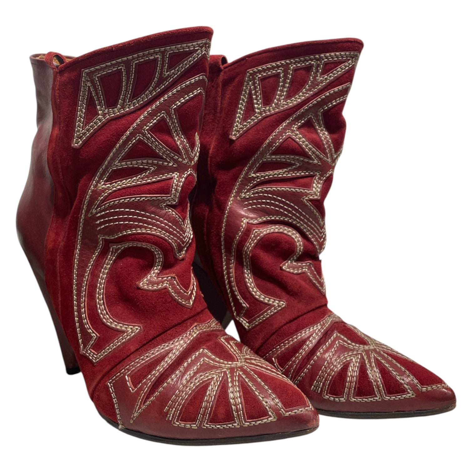 ISABEL MARANT/Heels/EU 36/Suede/RED/WESTERN BOOTIE HEELS view 1