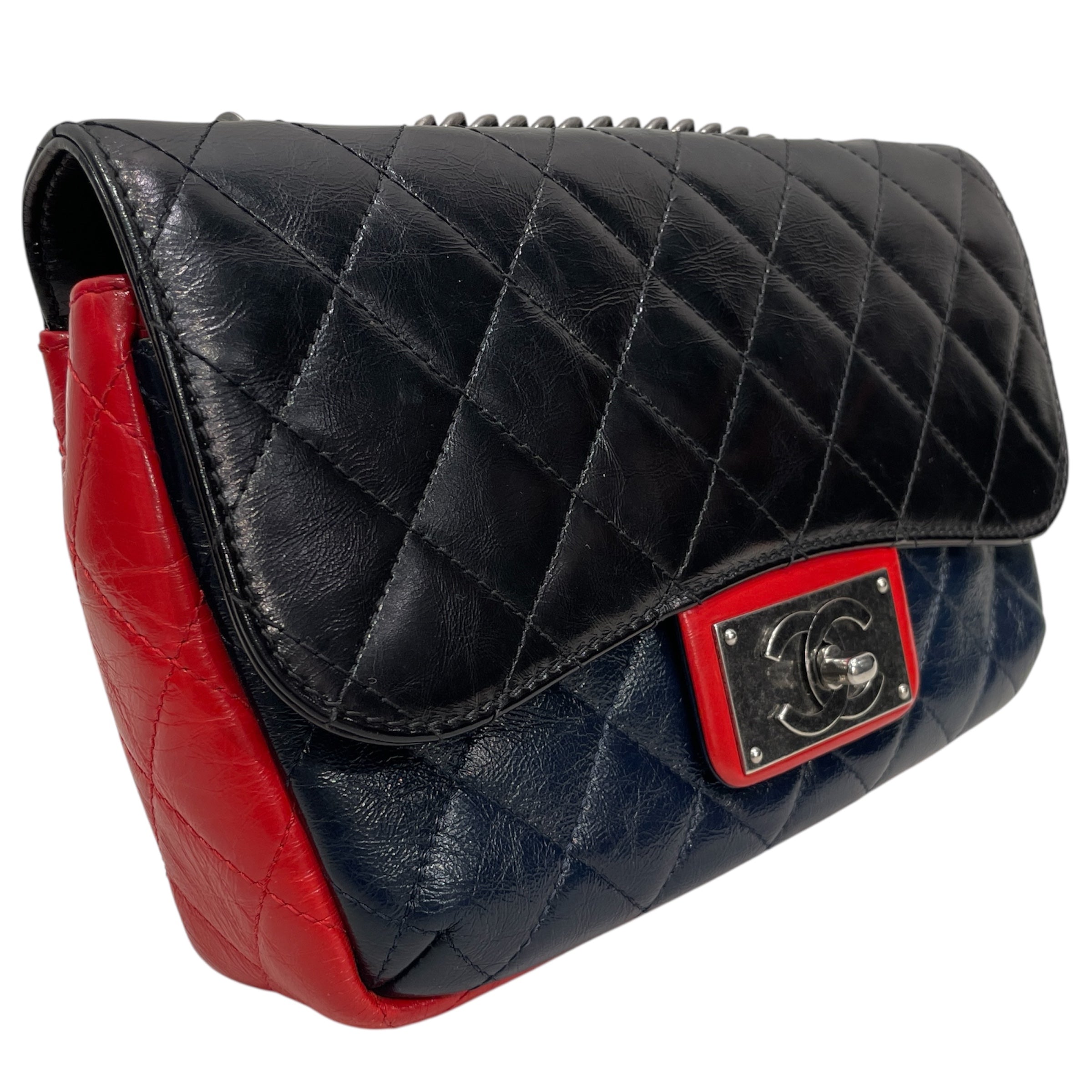 CHANEL/Cross Body Bag/Leather/MLT/21935526 CLASSIC BLK/NVY/RED view 6