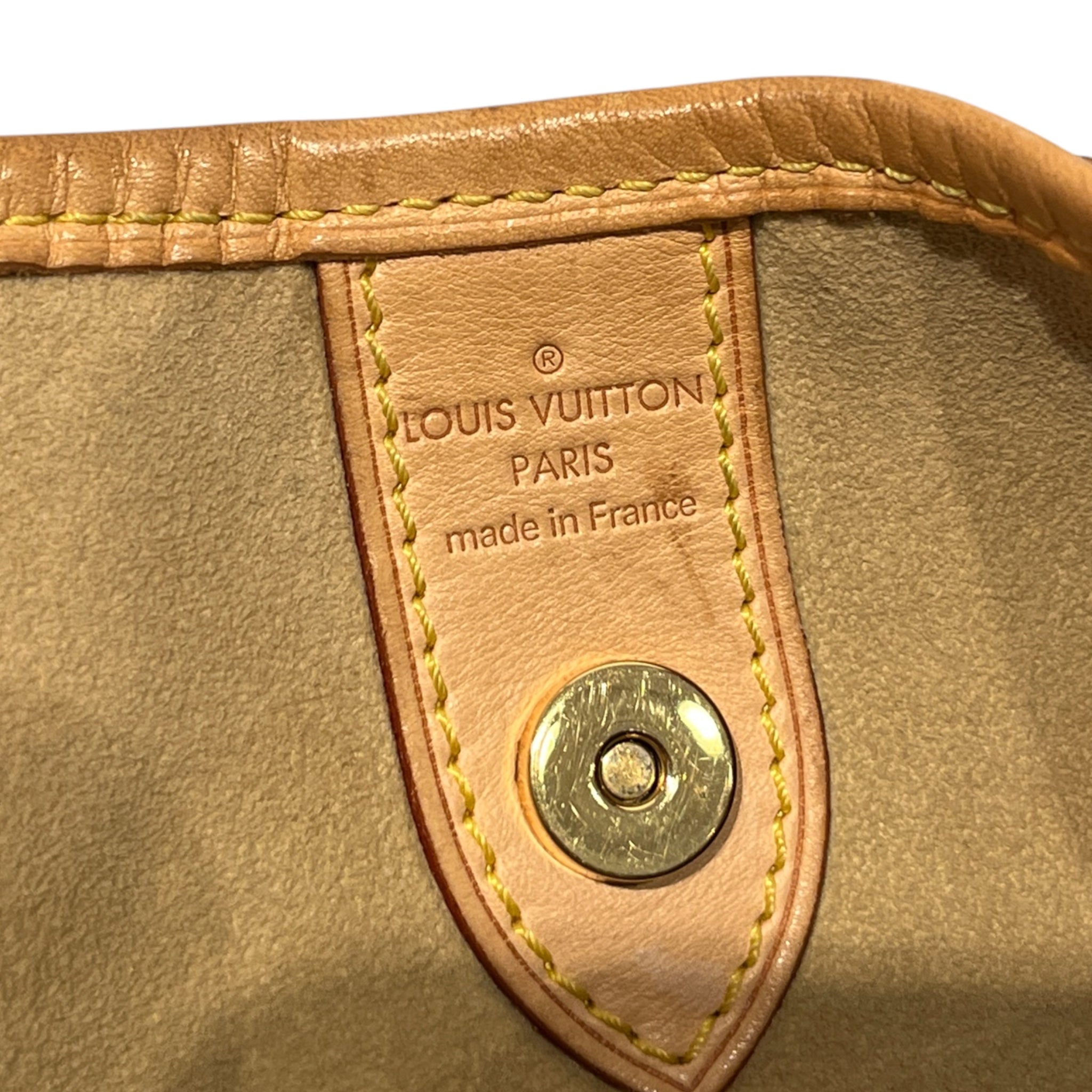 LOUIS VUITTON/Tote Bag/Monogram/BRW/gld plate/tan strap/suede innr view 5