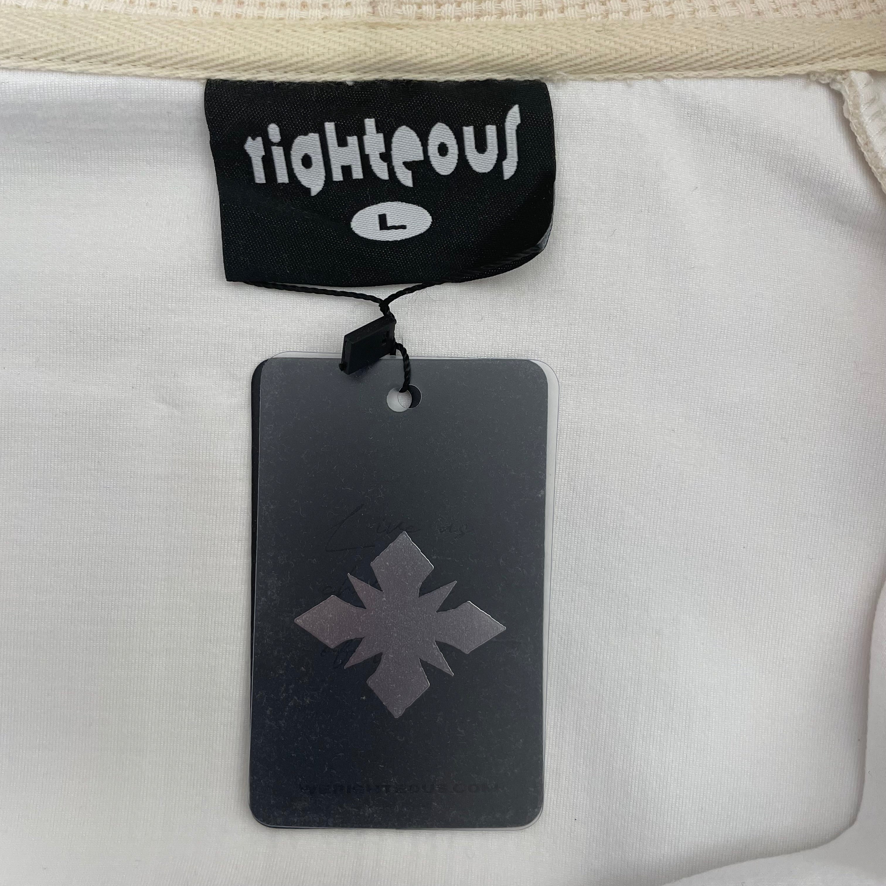 RIGHTEOUS/Zip Up Hoodie/L/Cotton/WHT/JESUS PRINT view 3