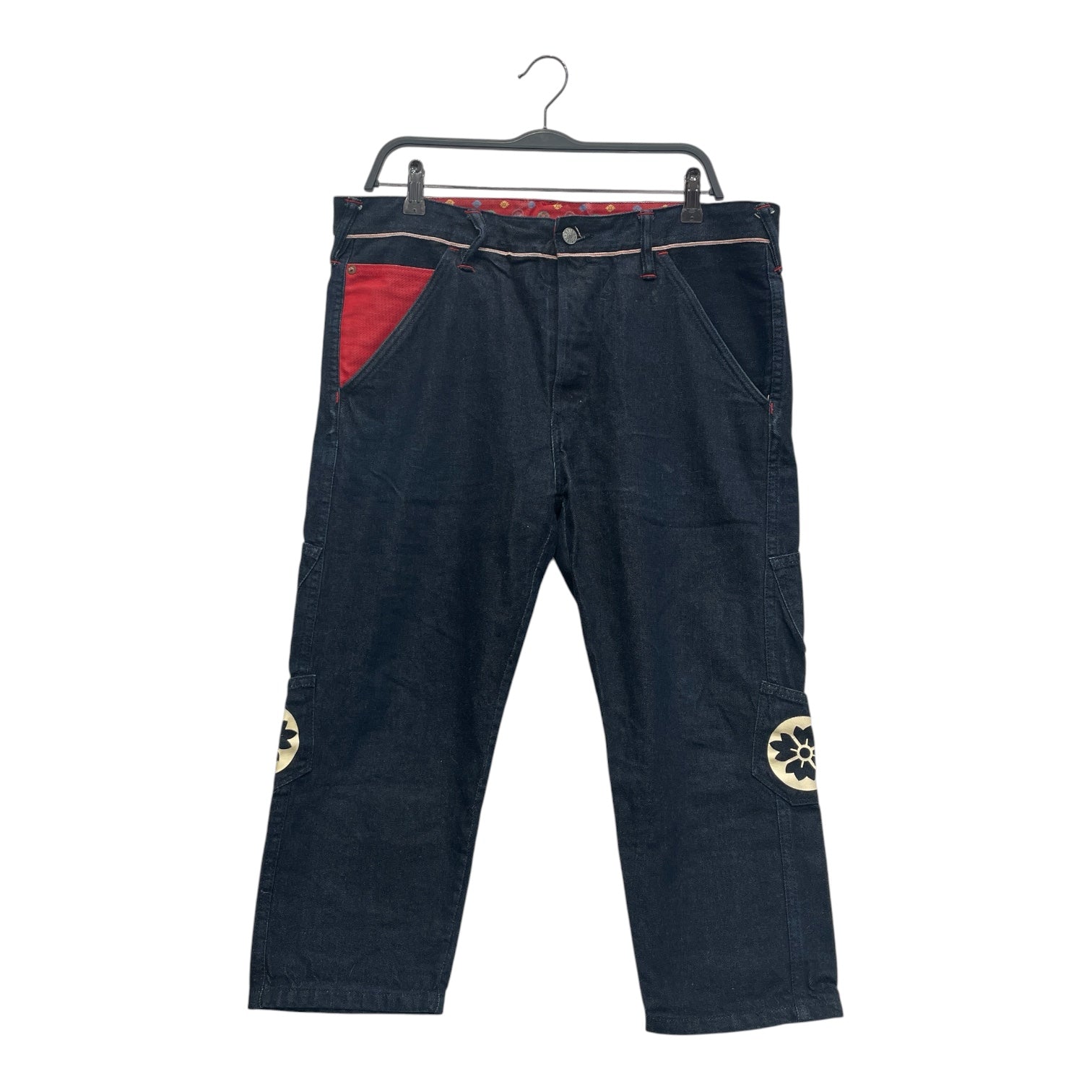 EVISU/Sarouel Pants/34/Cotton/NVY/Button Fly/LITTLE POCKETS ALLOVER BACK