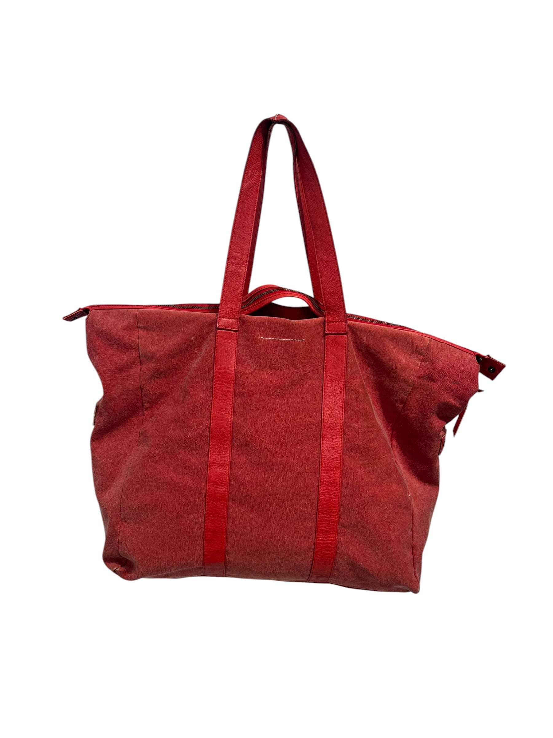 MM6/Tote Bag/Cotton/RED/LEATHER HANDLES view 1