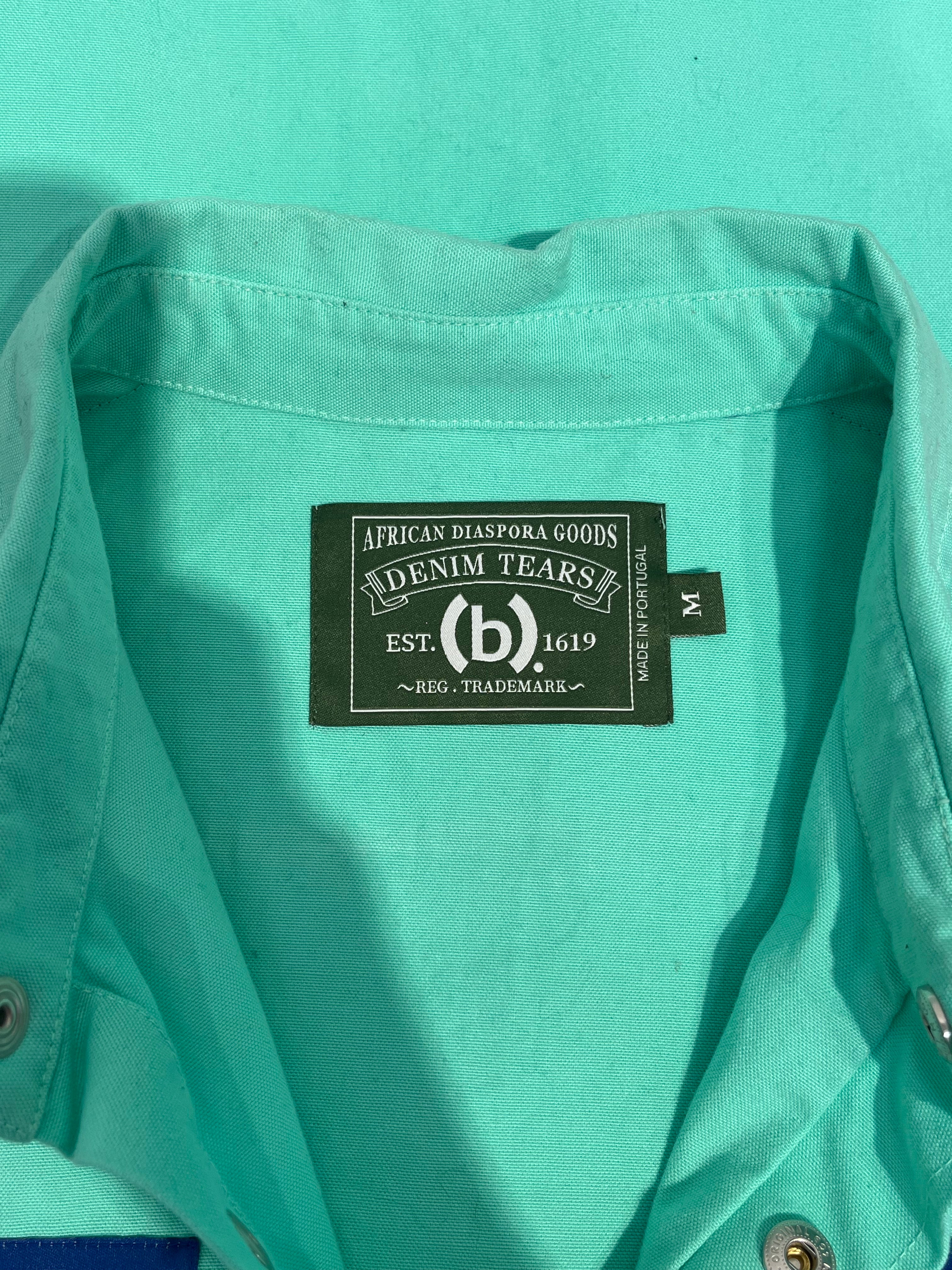 DENIM TEARS/LS Shirt/M/Cotton/GRN/Racing Stripe Down Sleeve view 3
