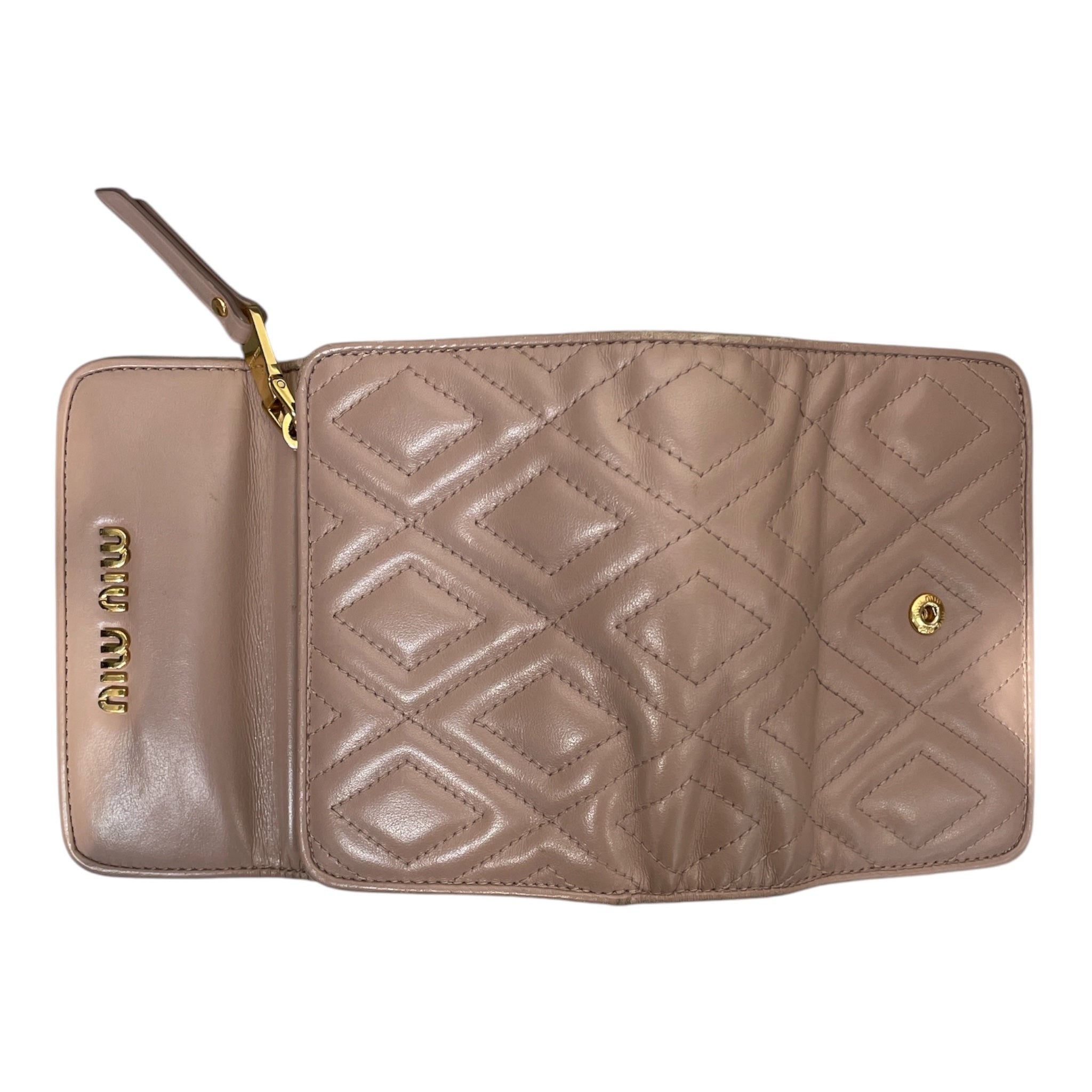 MIU MIU/Trifold Wallet/Leather/PNK/L's/MATELASSE QUILTED W BOX view 3