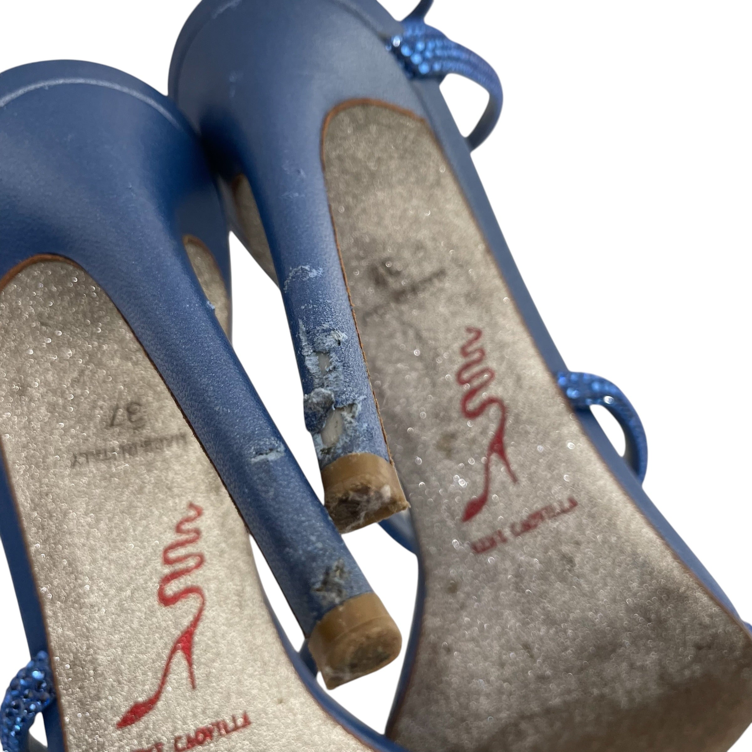 Rene Caovilla/Heels/EU 37/Glitter/BLU/Ankle Strap/loop view 8
