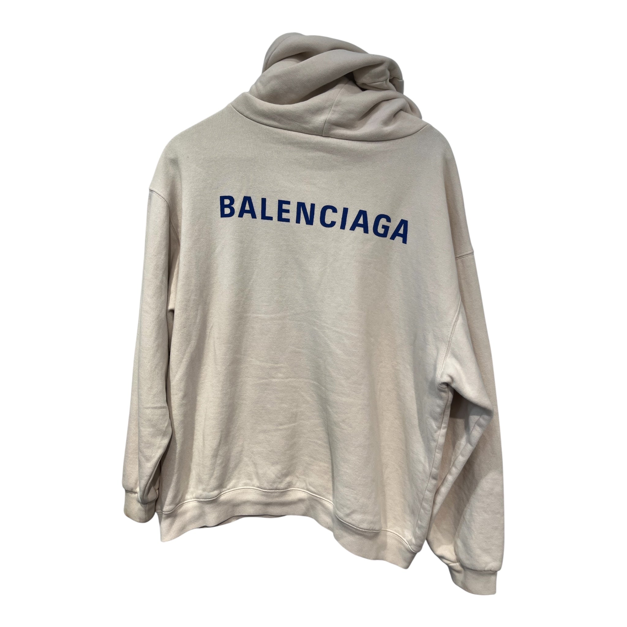 BALENCIAGA/Hoodie/L/Cotton/WHT/Pullover/CA00985 wht/blu logo view 2