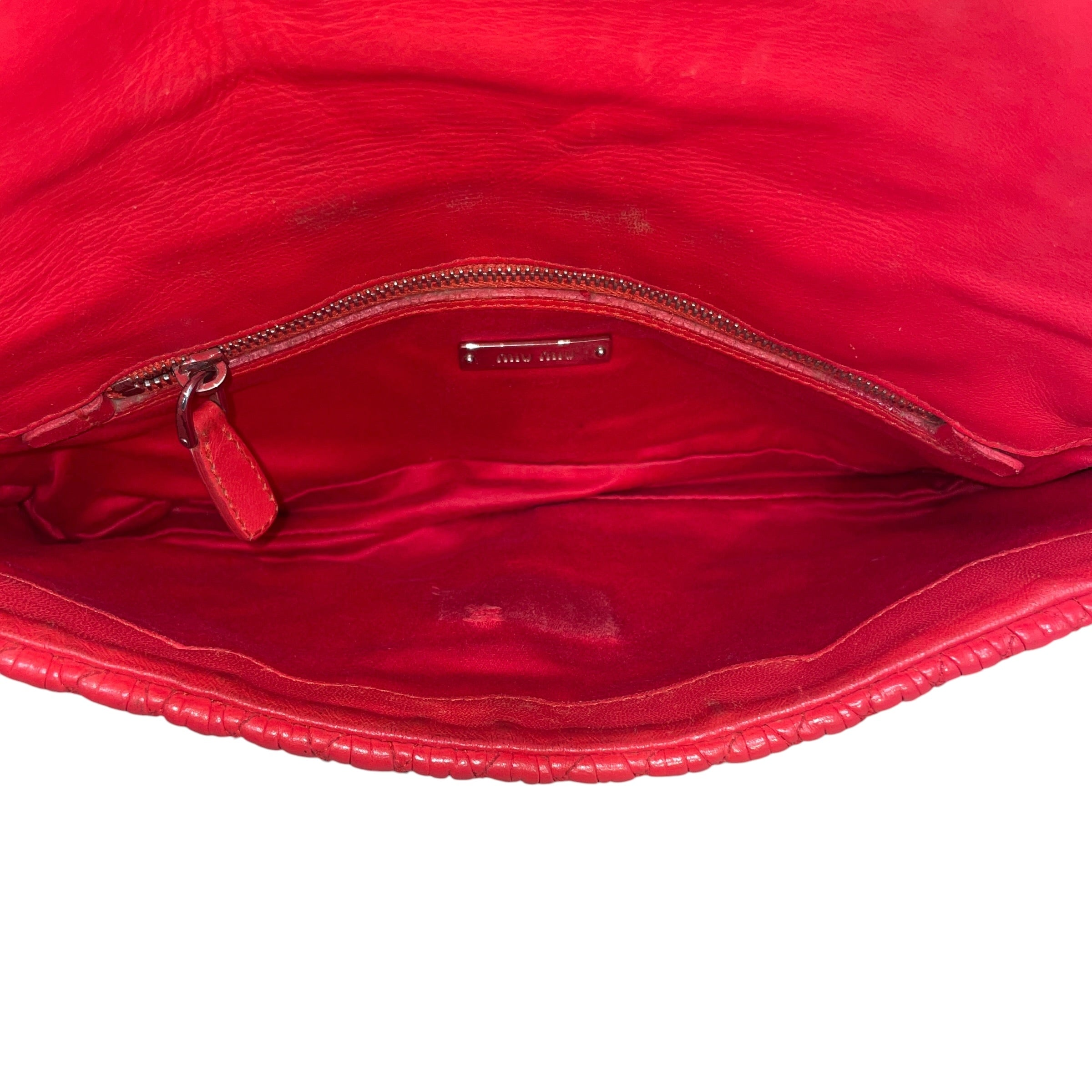 MIU MIU/Hand Bag/Leather/RED/Crystal Cloque view 4