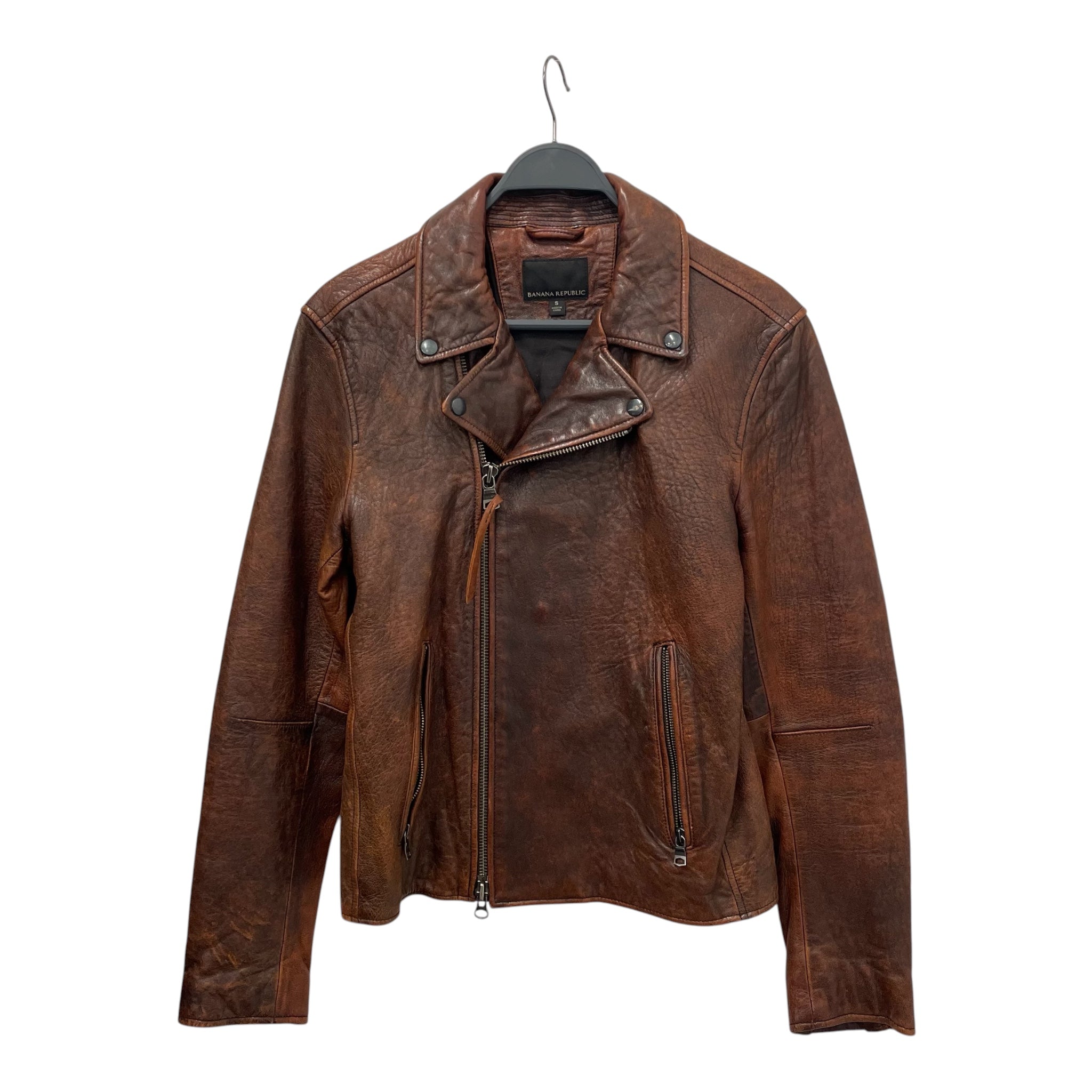 BANANA REPUBLIC/Leather Jkt/S/Leather/BRW/Rustic Faded Leather view 1