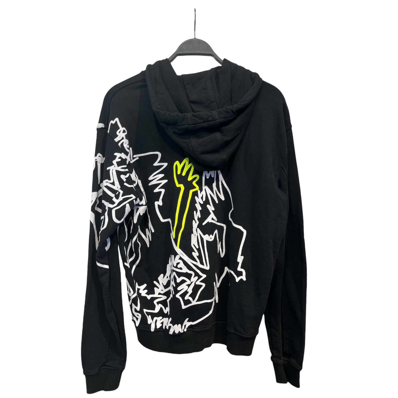 VERSUS VERSACE/Hoodie/Graphic/Cotton/BLK/WHITE AND NEON SCRIBBLE view 2