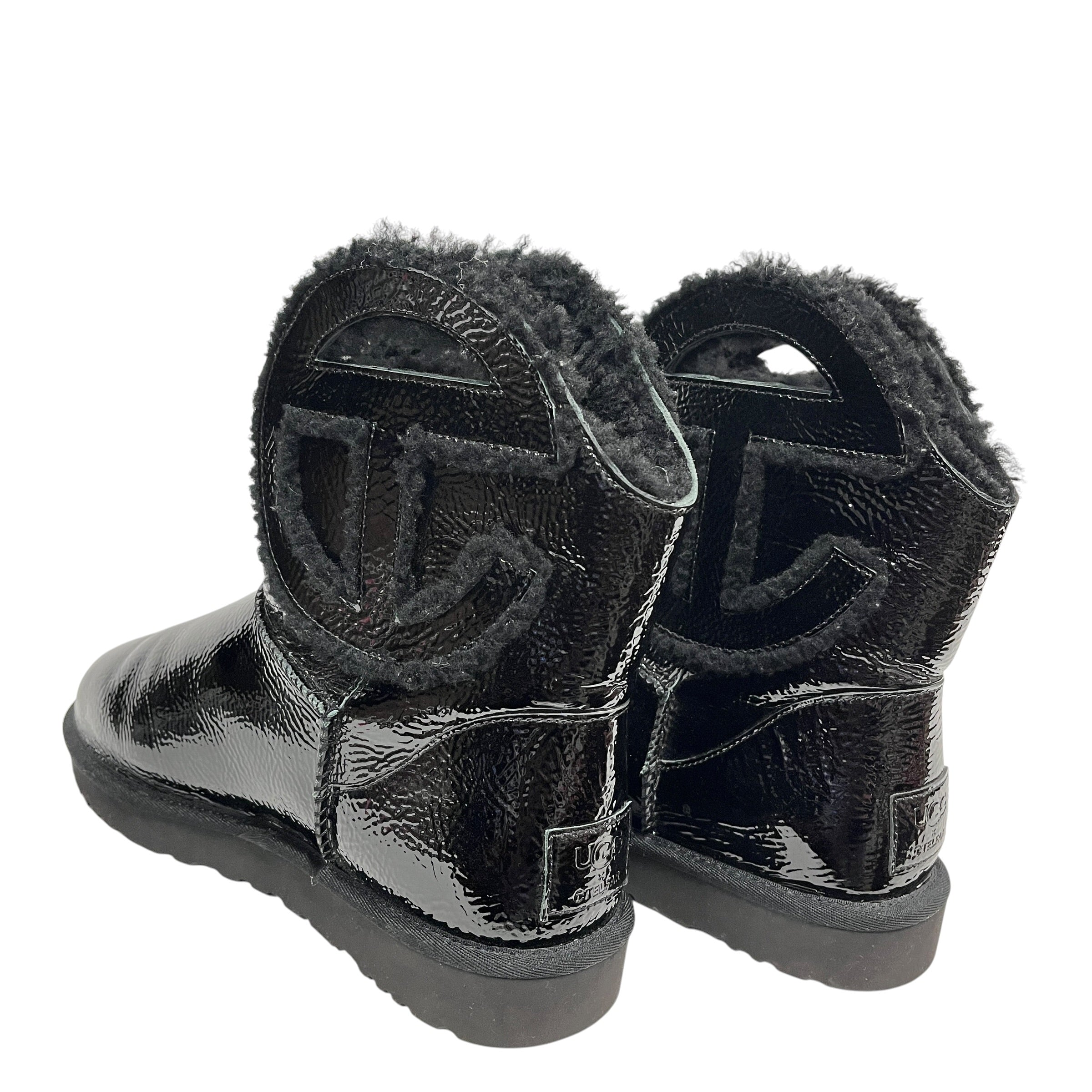 UGG australia/Telfar/Boots/US 13/Leather/BLK/PATENT TELFAR LOGO ALL BLACK view 2