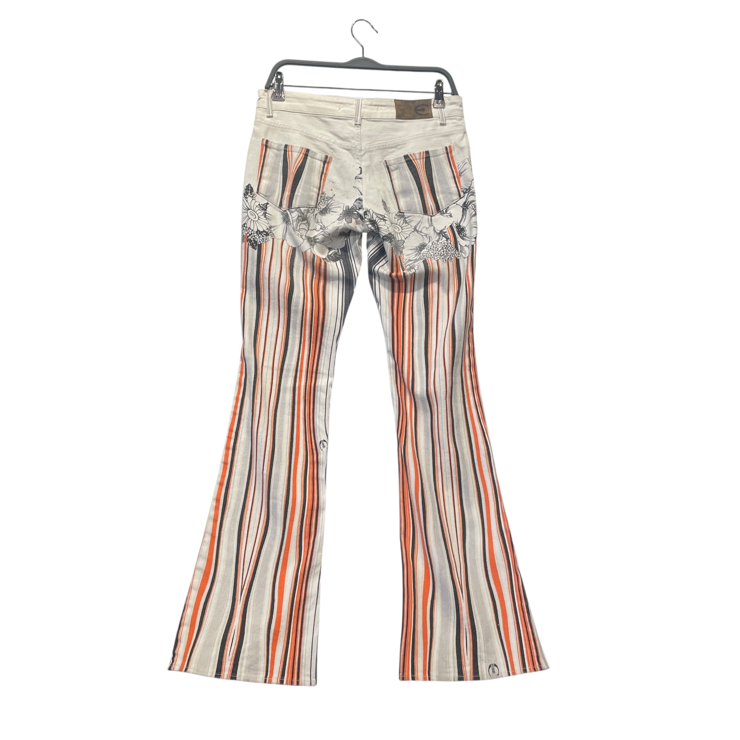Just cavalli/Straight Pants/28/Floral Pattern/Denim/WHT/orange stripes view 2