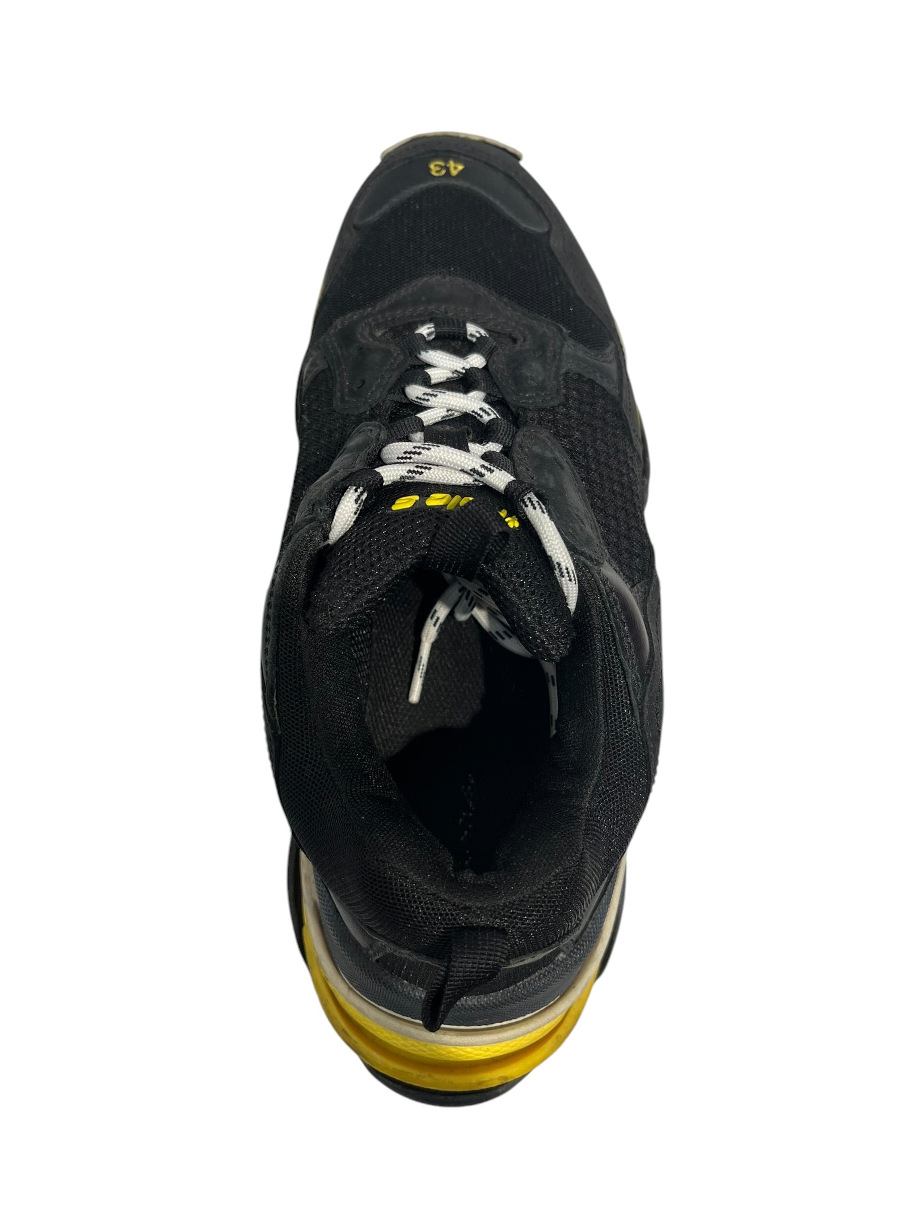 BALENCIAGA/Low-Sneakers/EU 43/Cotton/BLK/YELLOW SOLE & LOGO TRIPLE S view 3