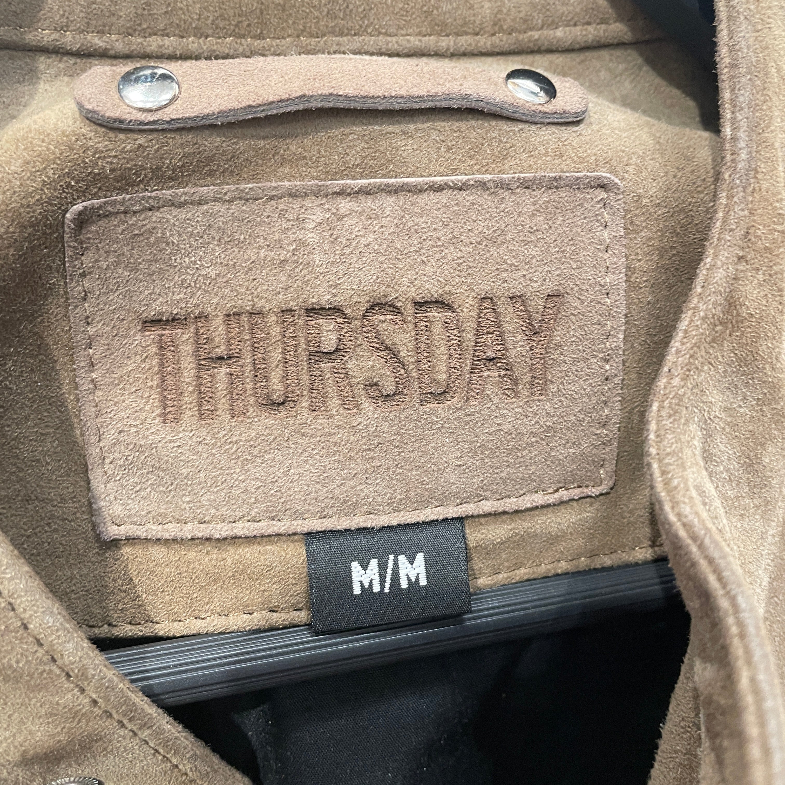 THURSDAY/Riders Jkt (S)/M/Leather/CML/BUTTON NECK SUEDE JKT view 3