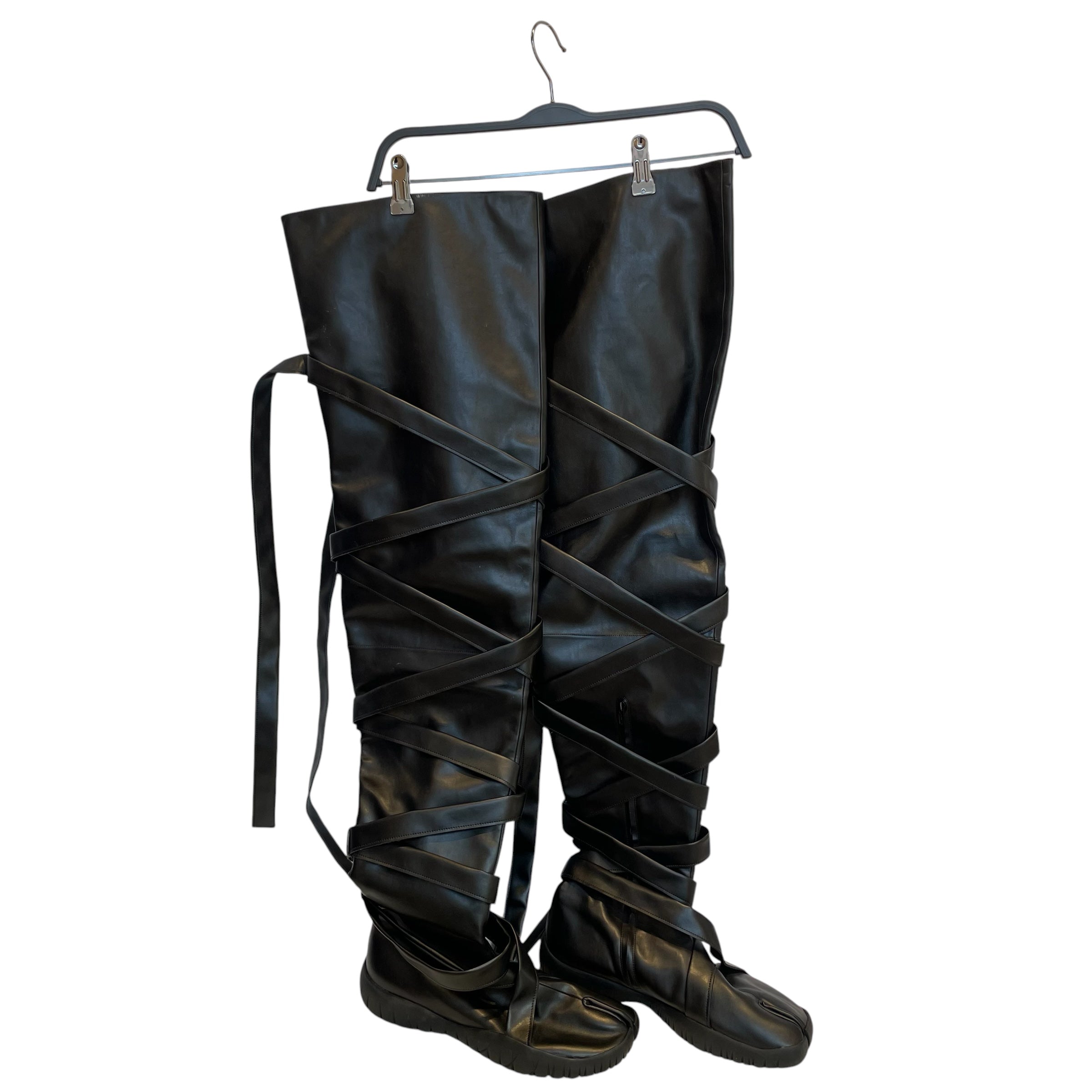 Maison Margiela/Long Boots/EU 40/Leather/BLK/TIES ALL OVR, THIGH HIGH view 3
