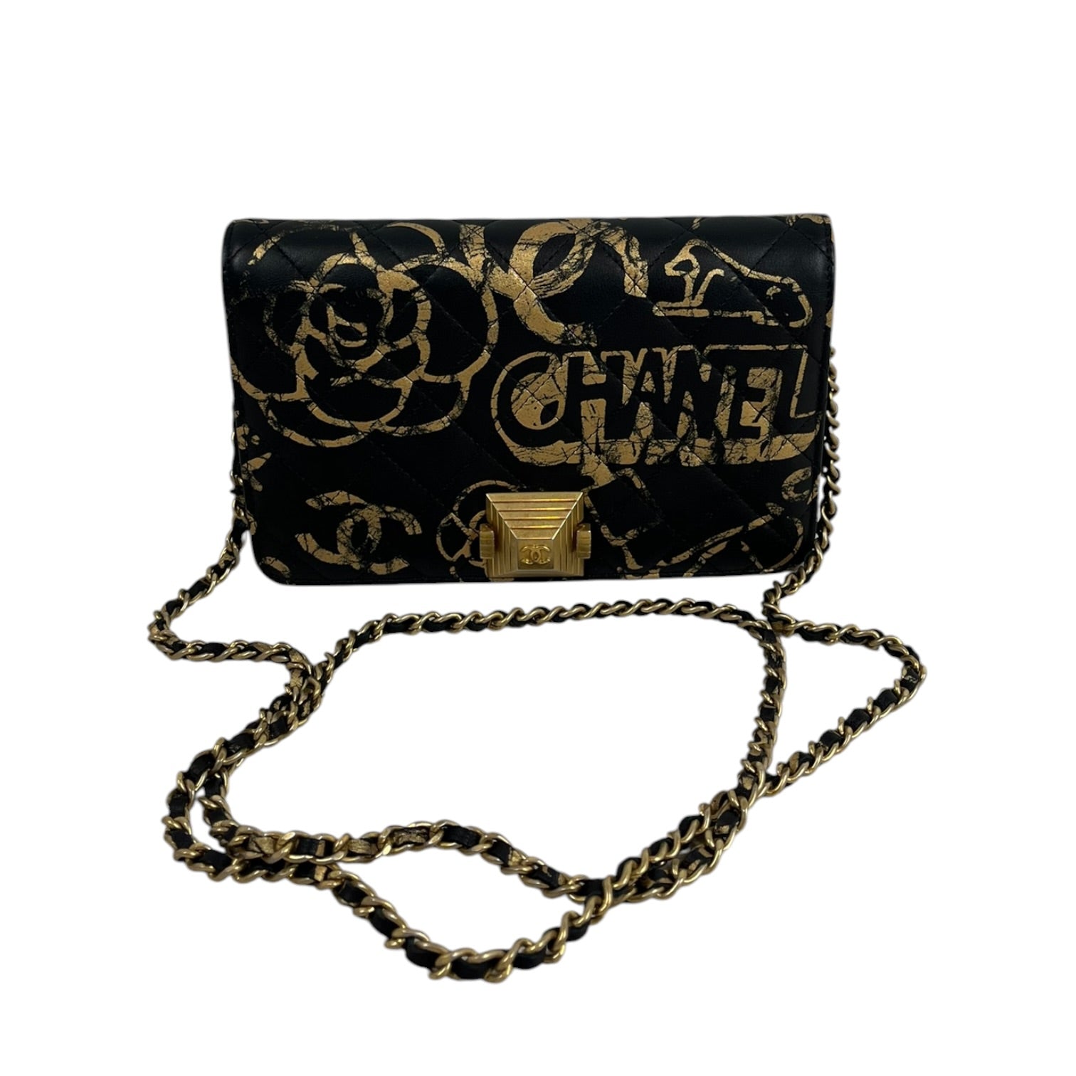 CHANEL/Cross Body Bag/All Over Print/Leather/BLK/Paris-New York Graffiti view 1