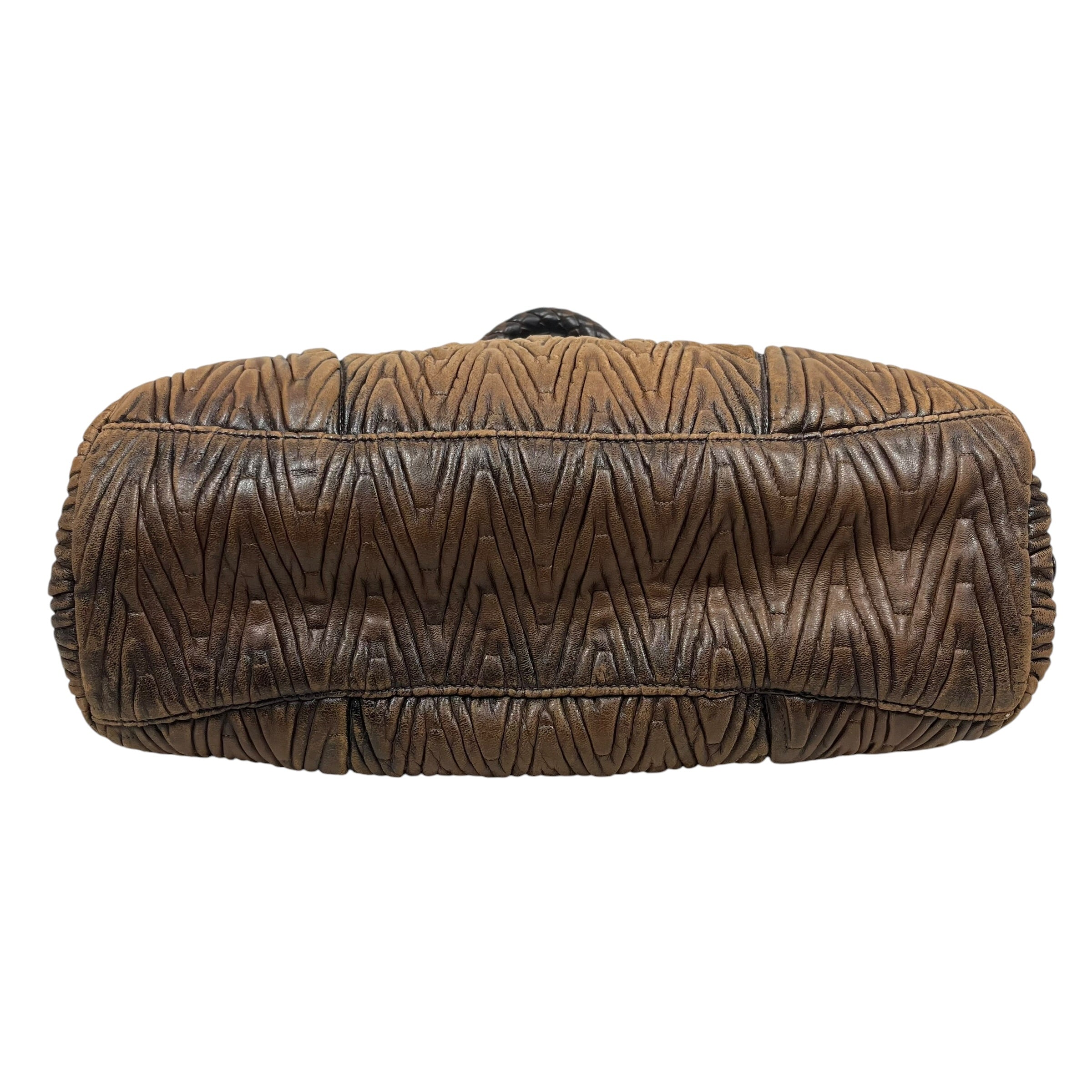 PRADA/Hand Bag/Leather/BRW/Quilted Wrinkle Leather Bag view 3