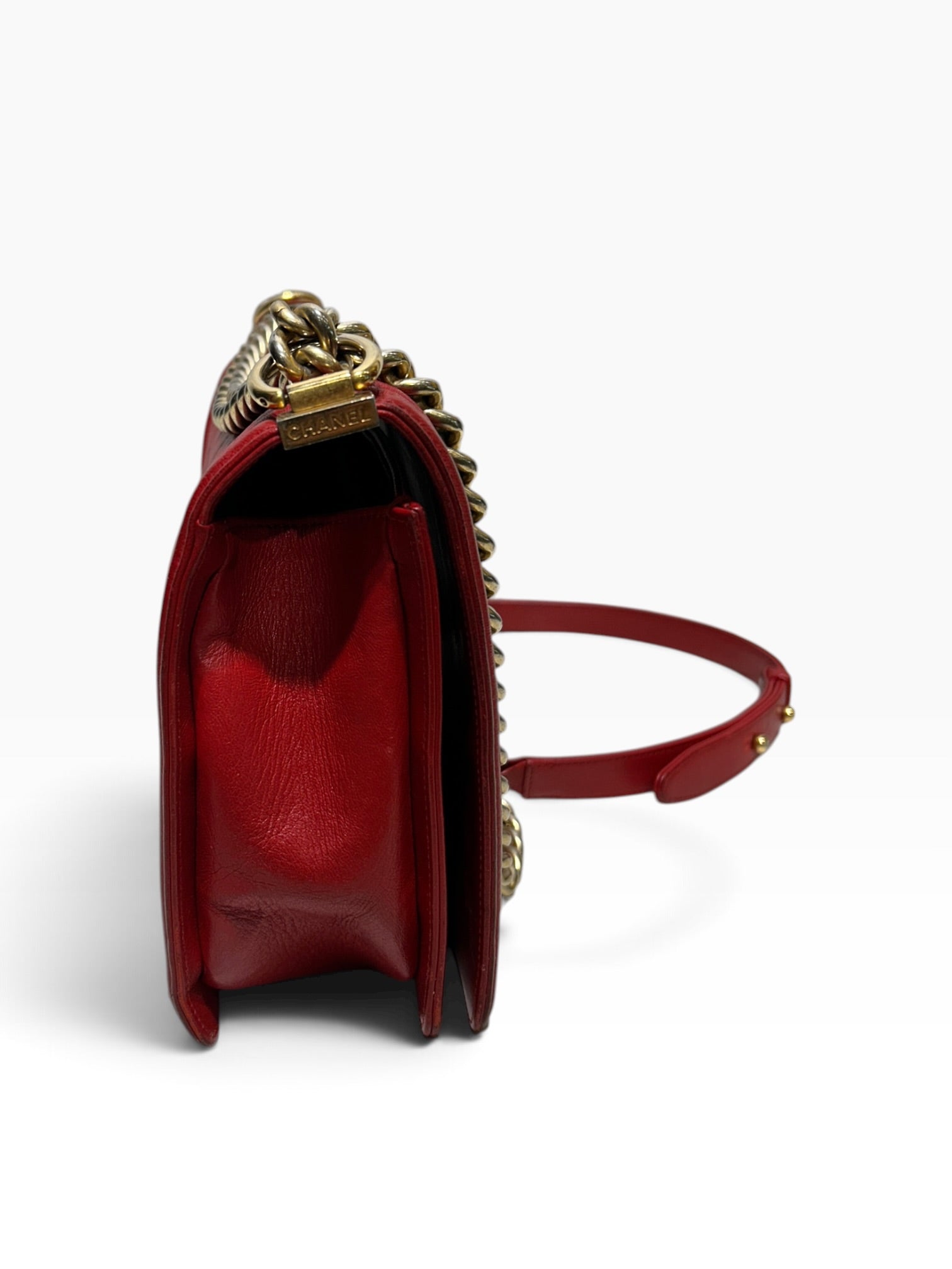 CHANEL/Bag/Leather/RED/BOY BAG QUILTED LAMBSKIN view 7