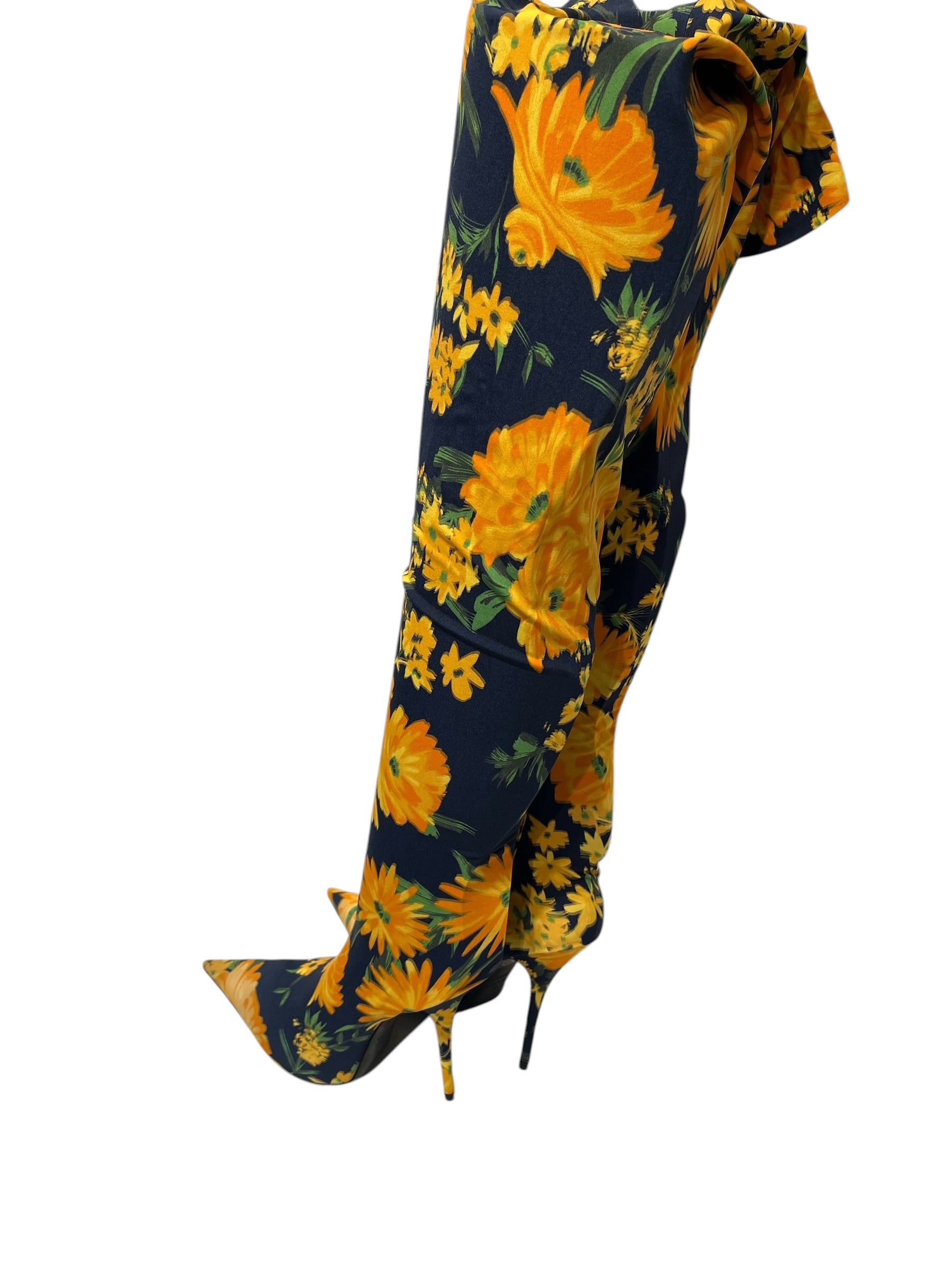 BALENCIAGA/Heels/EU 38/Floral Pattern/Polyester/YEL/balenciaga floral heels view 2
