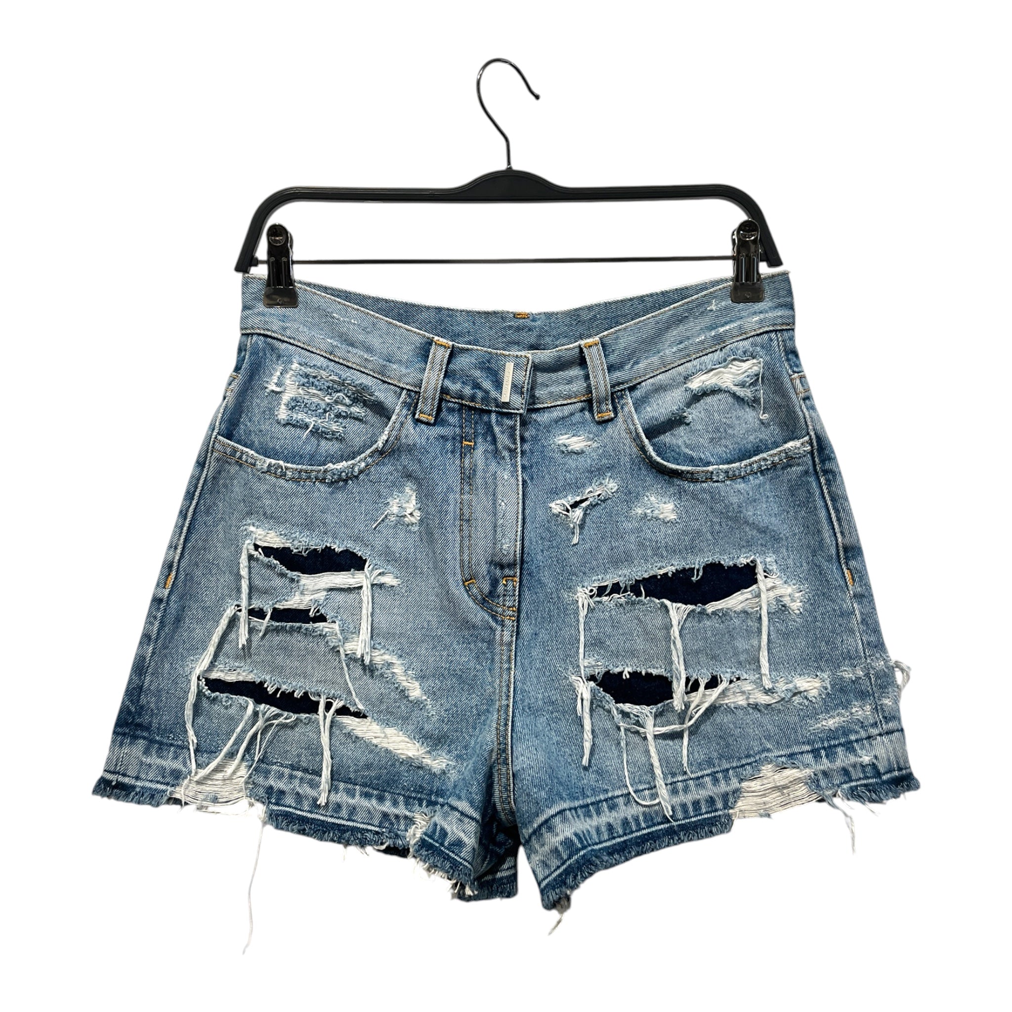 GIVENCHY/Shorts/26/Cotton/BLU/Button Fly/Distressed mini short view 1