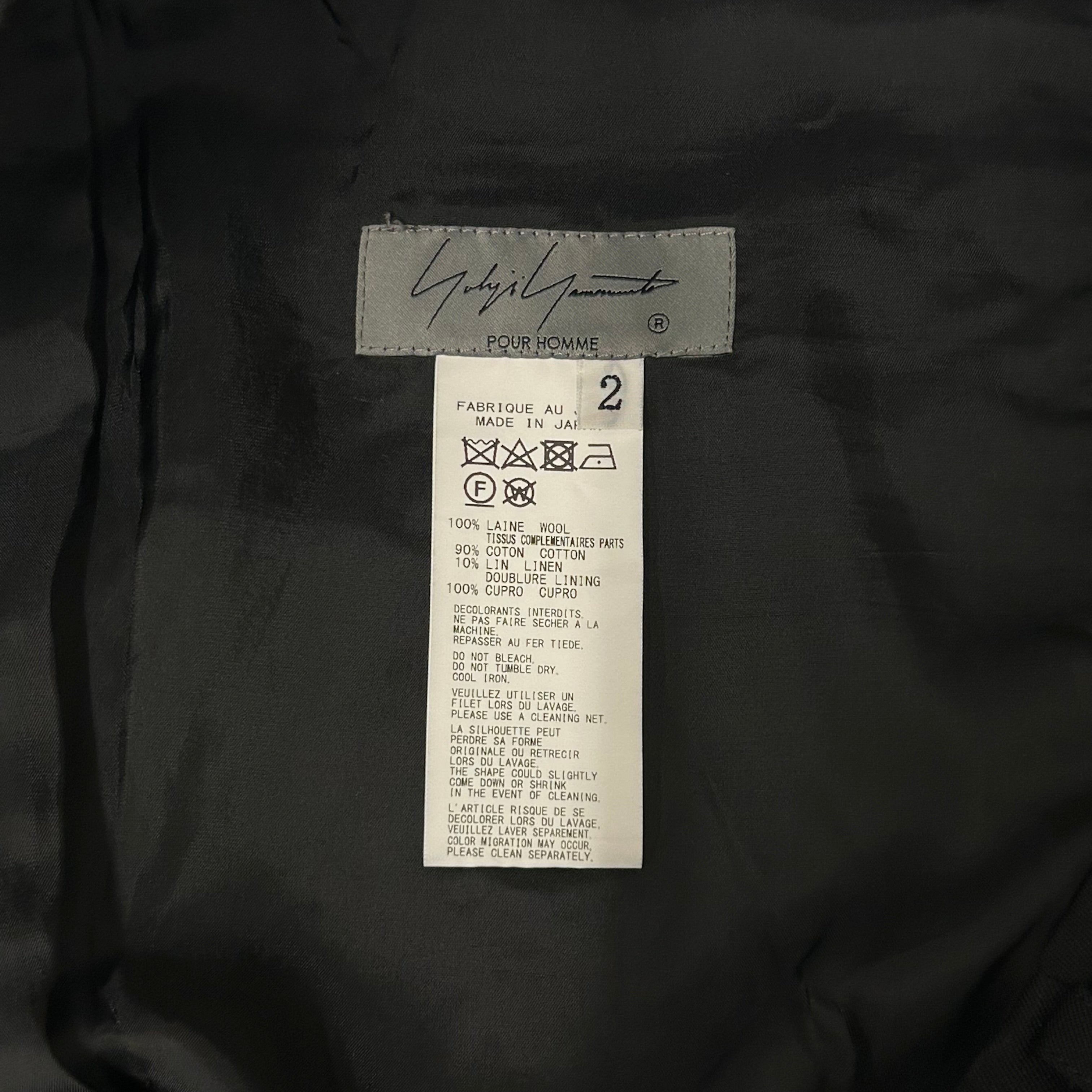 YOHJI YAMAMOTO/Pants/2/Wool/BLK/random tuck view 3