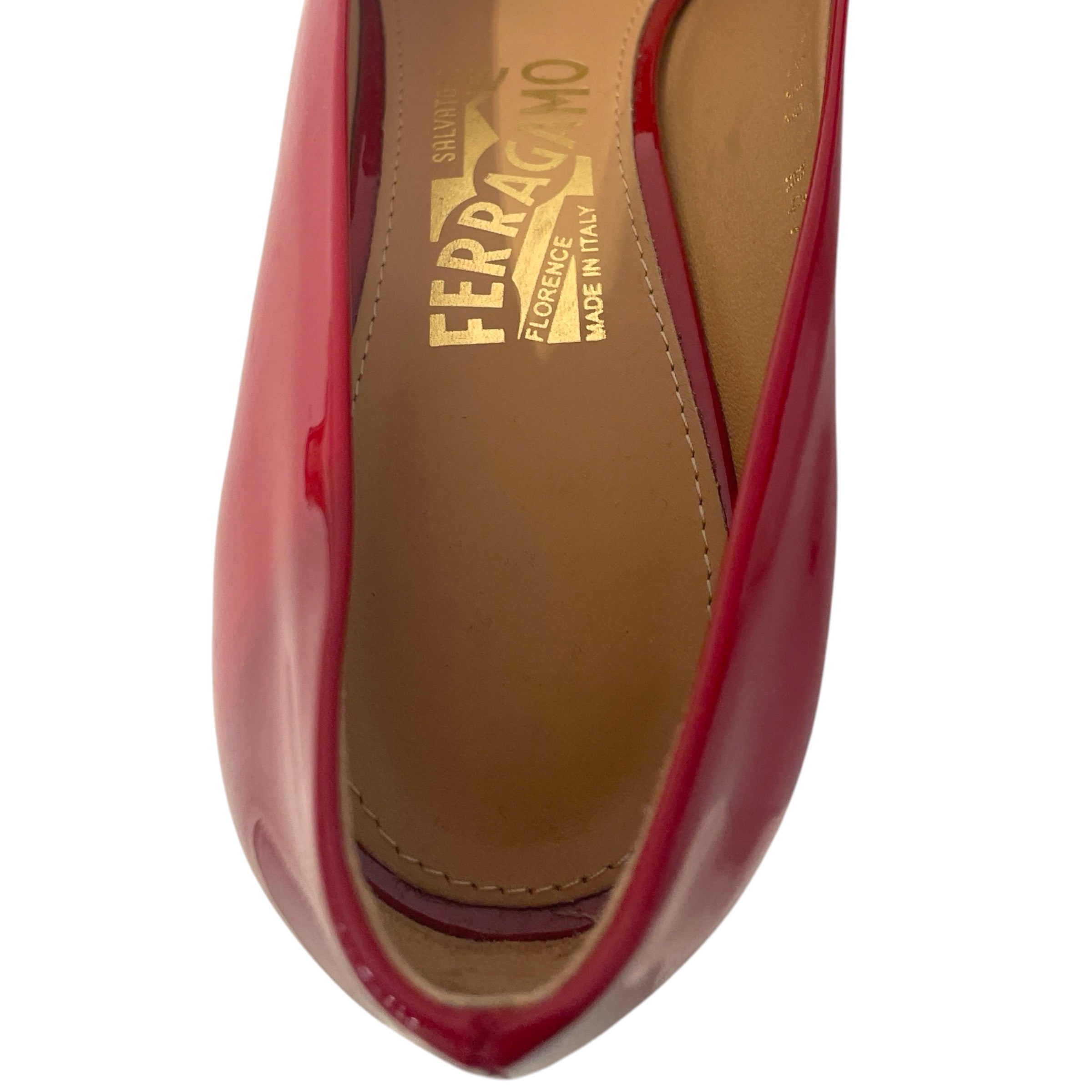 Salvatore Ferragamo/Heels/US 7.5/Leather/RED/peep toe stilletto view 3
