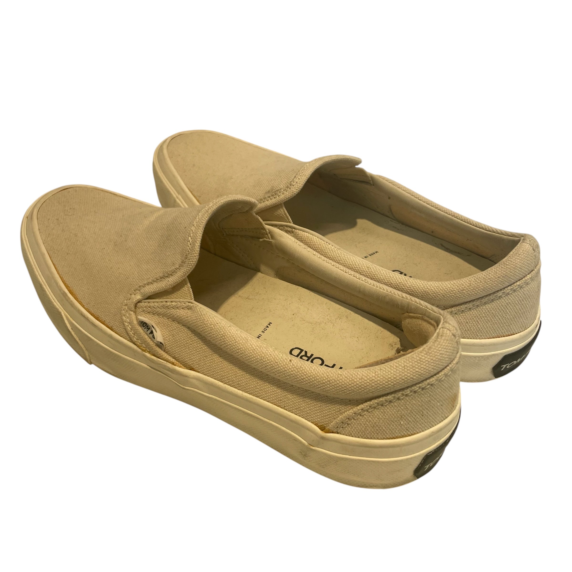 TOM FORD/Low-Sneakers/US 6.5/Cotton/WHT/CANVAS SLIP-ONS view 2