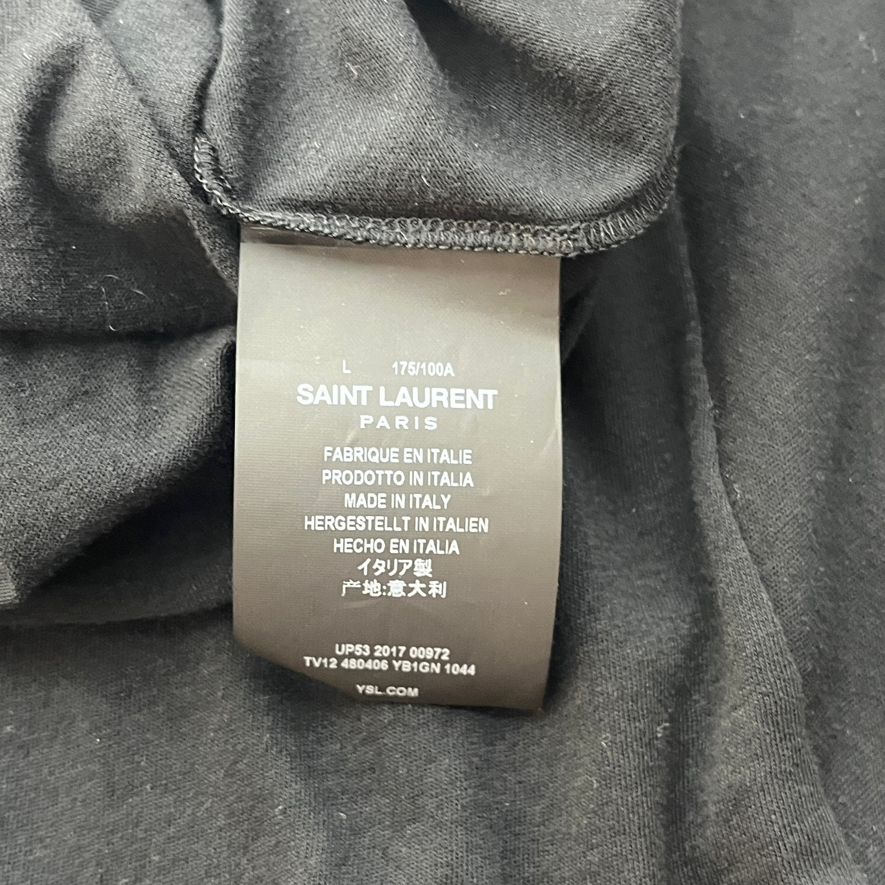 SAINT LAURENT/T-Shirt/L/Cotton/BLK/blue logo view 5
